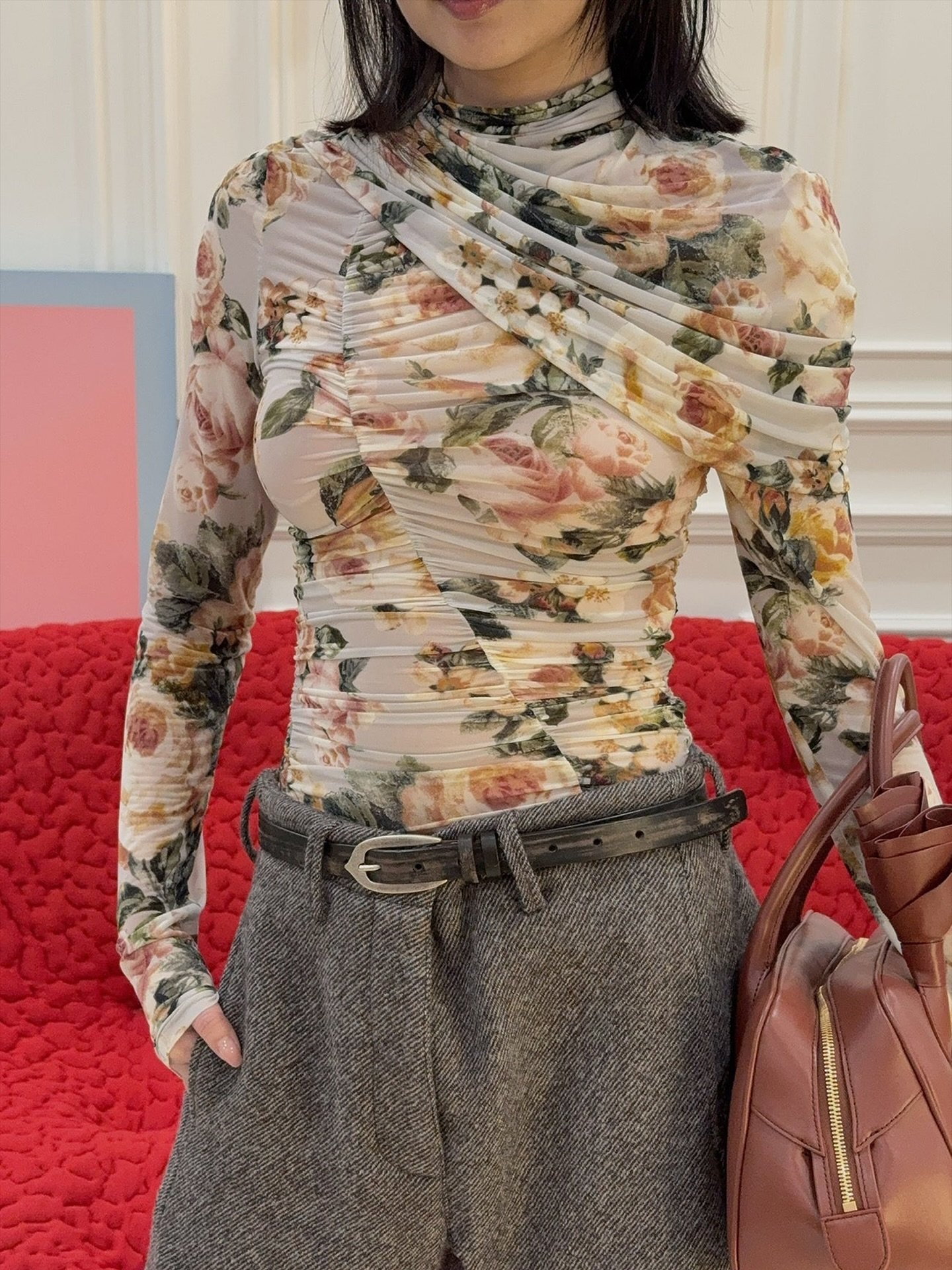 NO:655803,Printed pleated top!  SML,,alexander wang19860909印花收褶上衣！SML,,alexander wang,Women's clothing