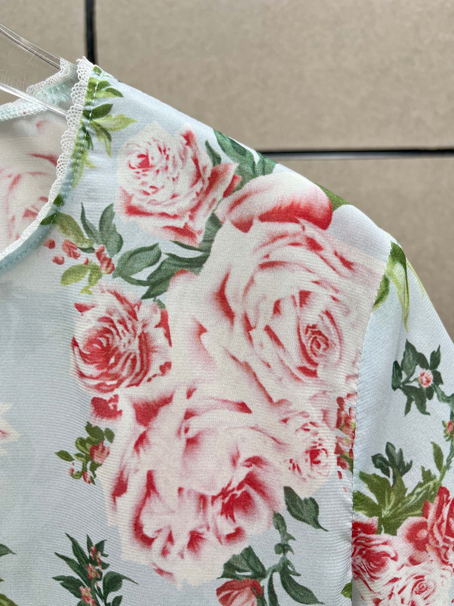 ❤️蚕丝花边印花上衣！桑蚕丝混纺 活性印花 SML