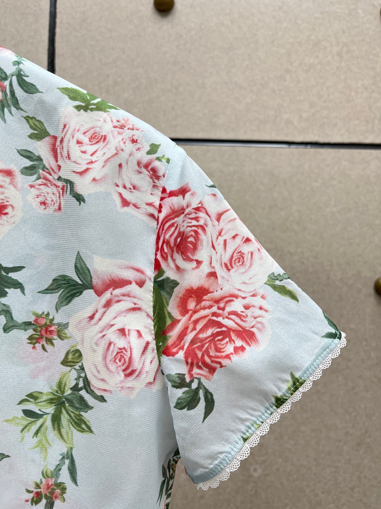 ❤️蚕丝花边印花上衣！桑蚕丝混纺 活性印花 SML