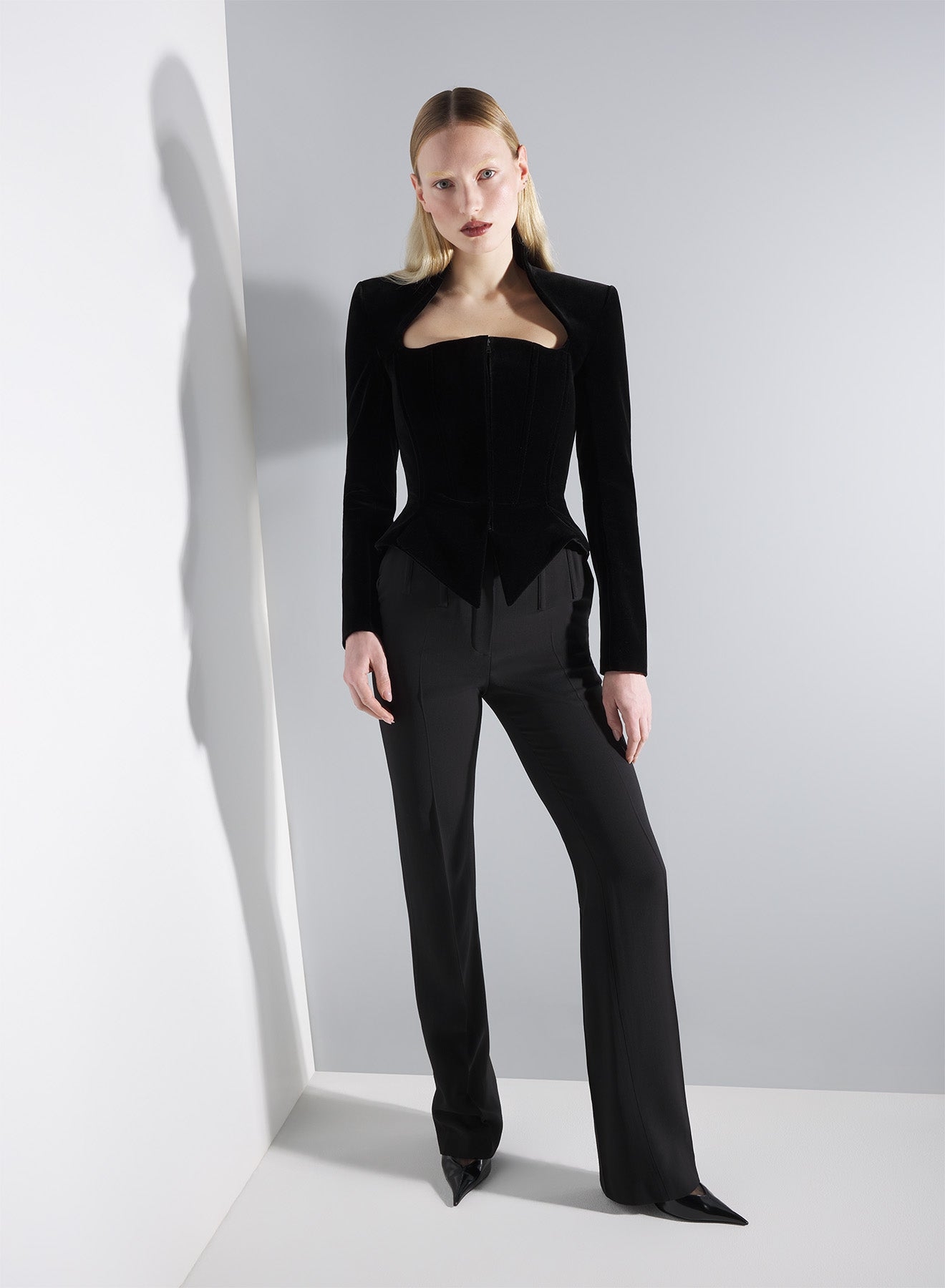 ❤️mugl 丝绒鱼骨修身拉链夹克！SML