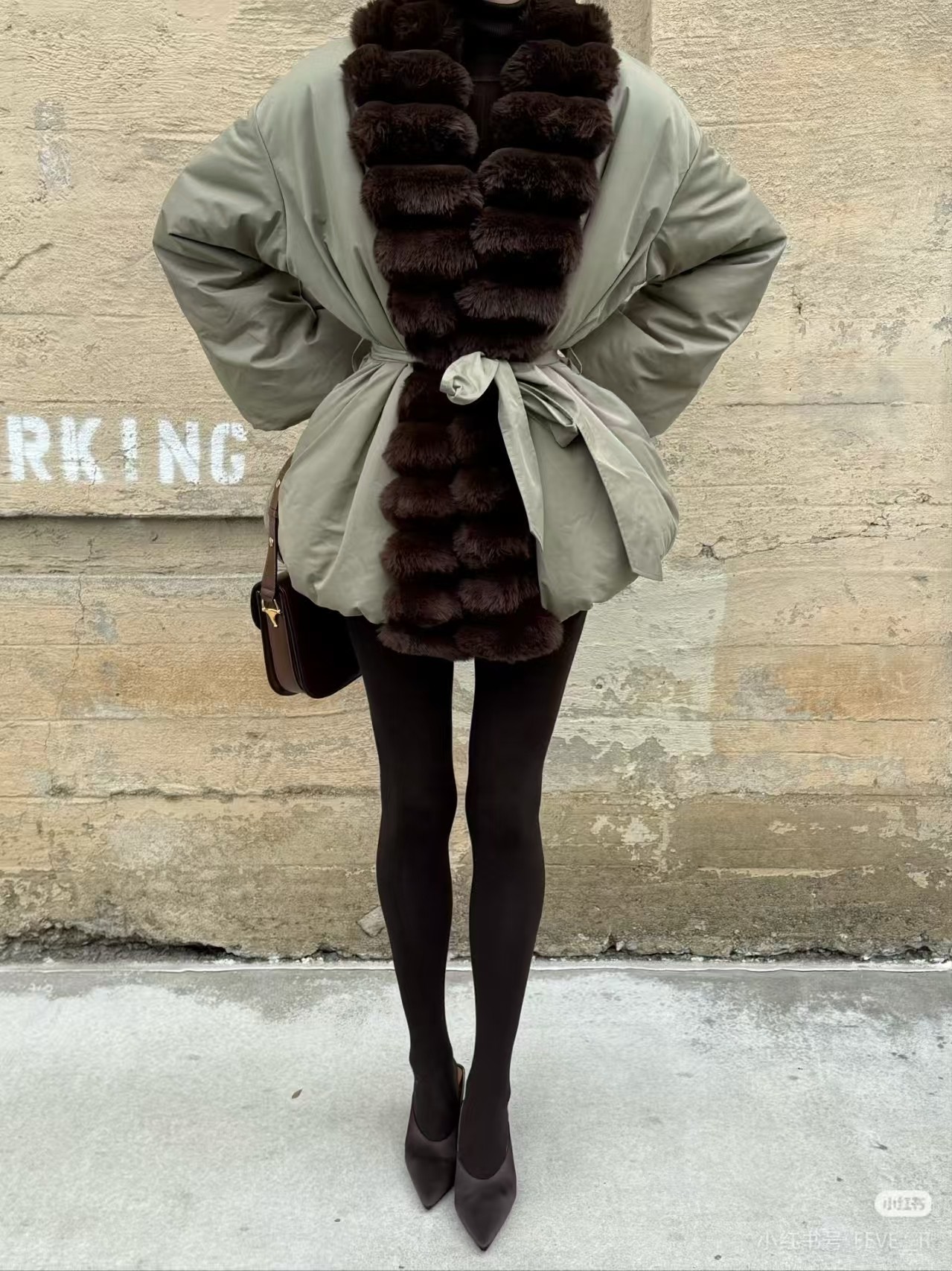 ❤️定制毛领系腰夹棉棉衣！棉 SML