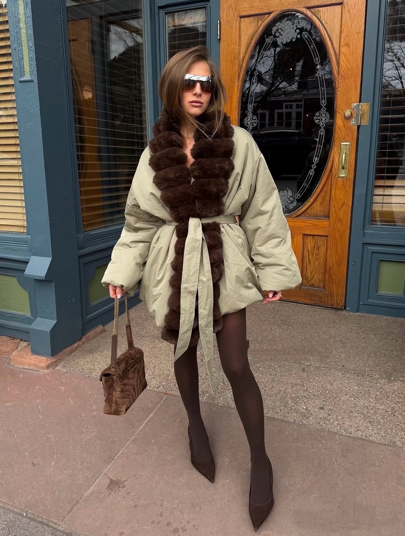 ❤️定制毛领系腰夹棉棉衣！棉 SML