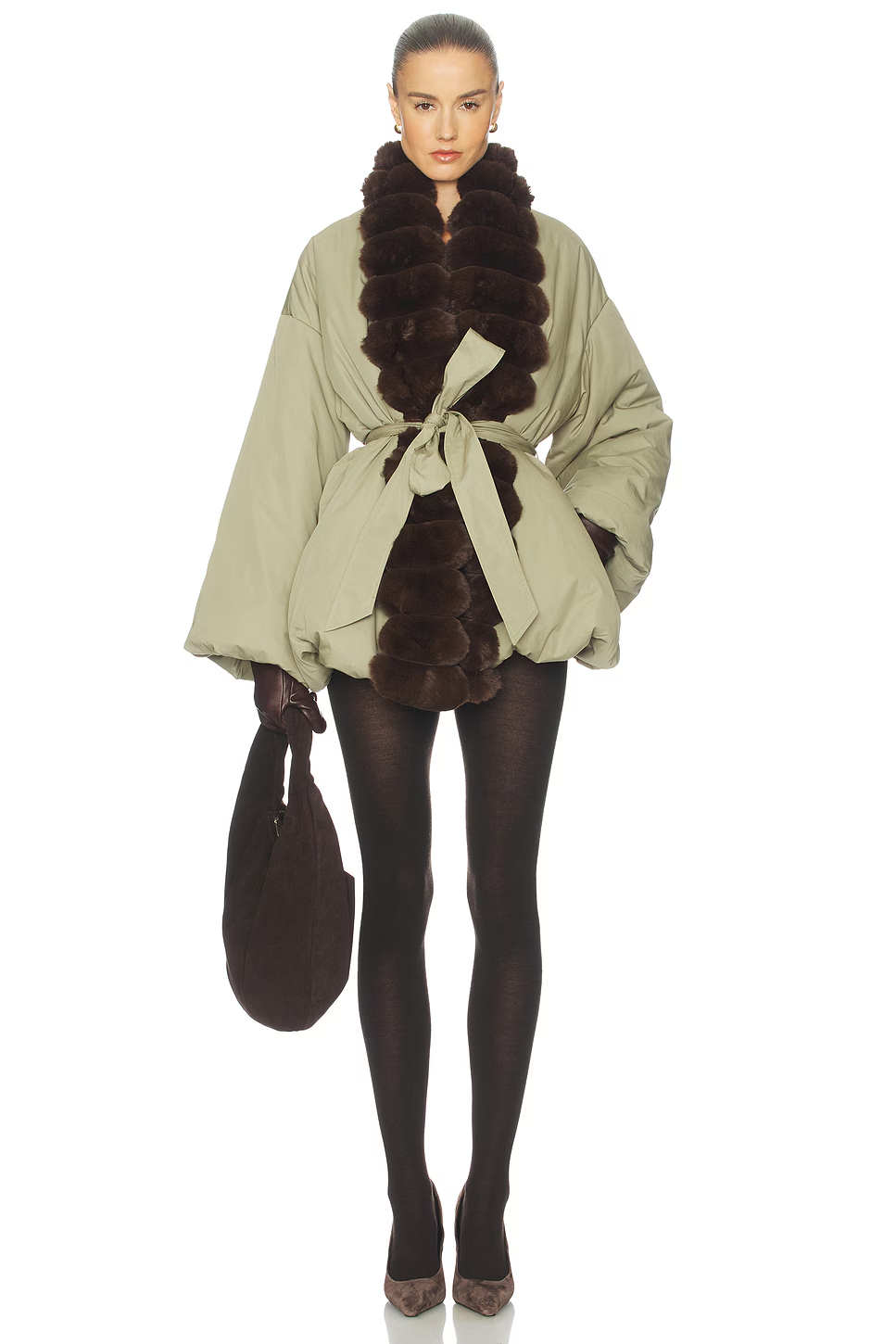 ❤️定制毛领系腰夹棉棉衣！棉 SML