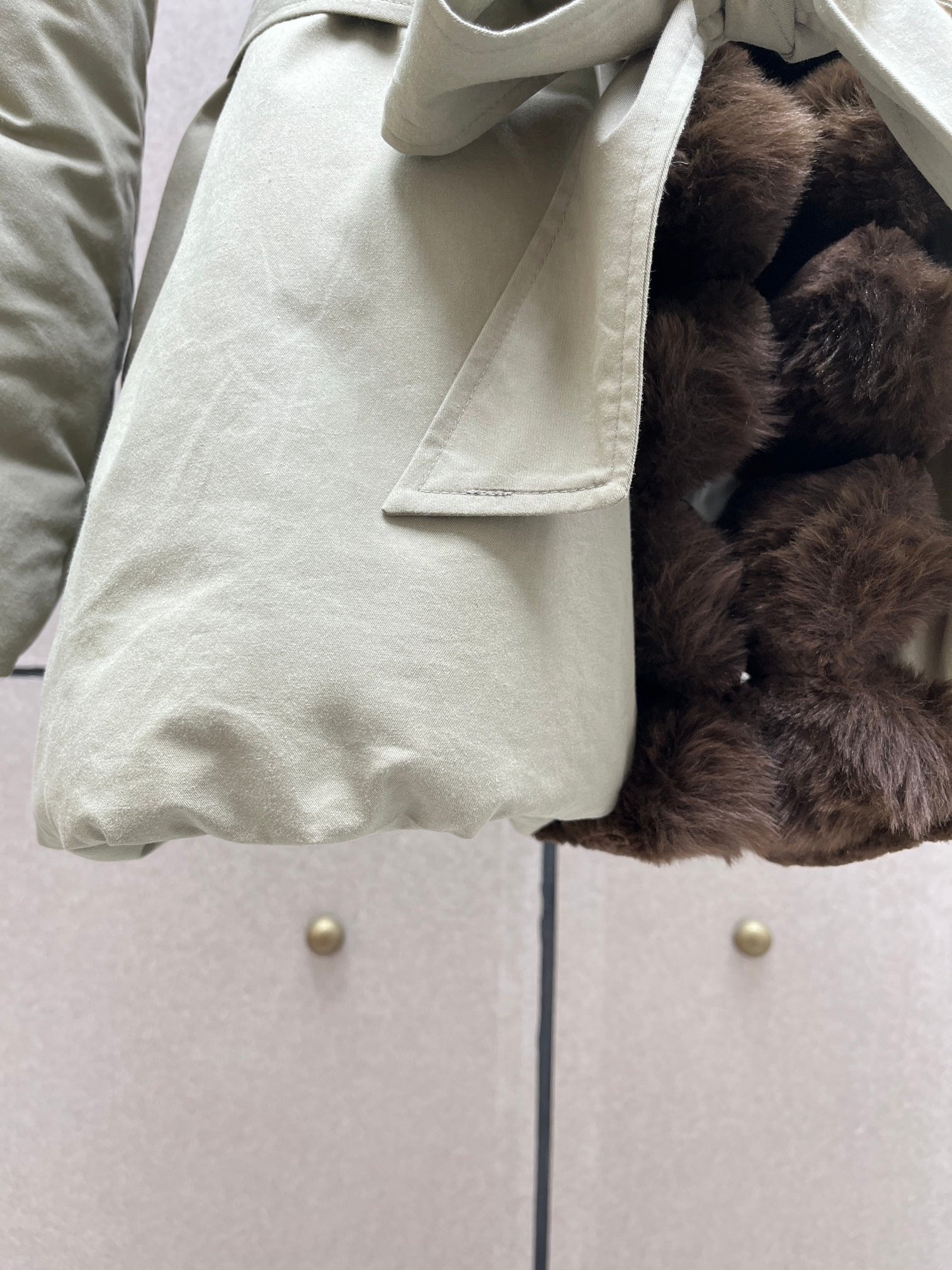 ❤️定制毛领系腰夹棉棉衣！棉 SML