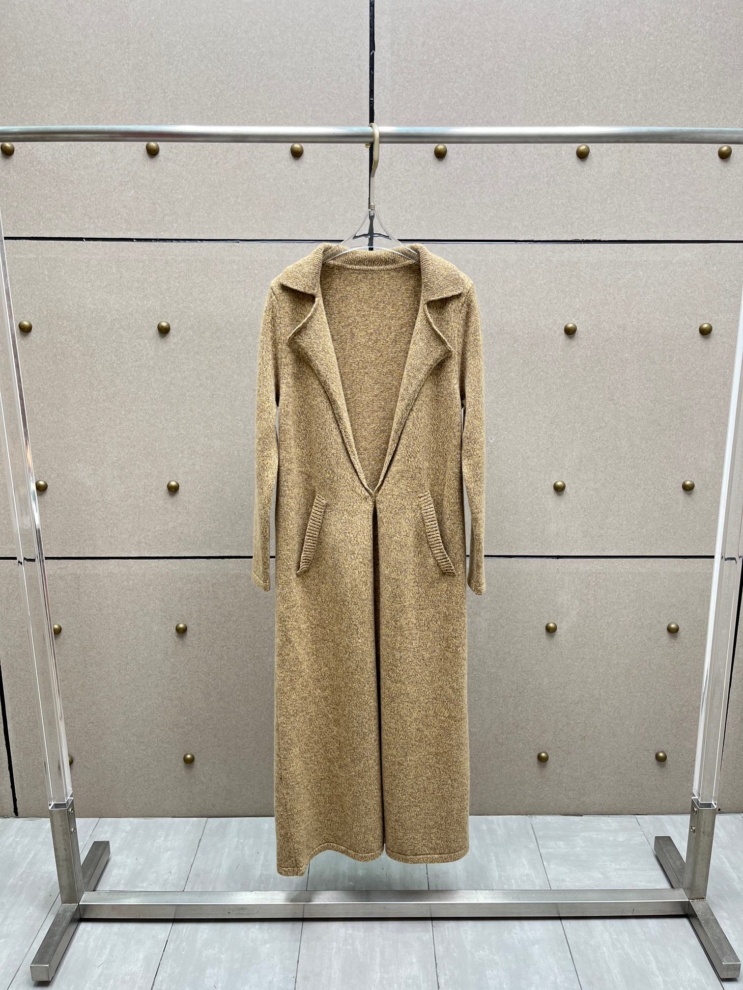 ❤️定制纱线针织翻领长外套！100％羊毛 SML