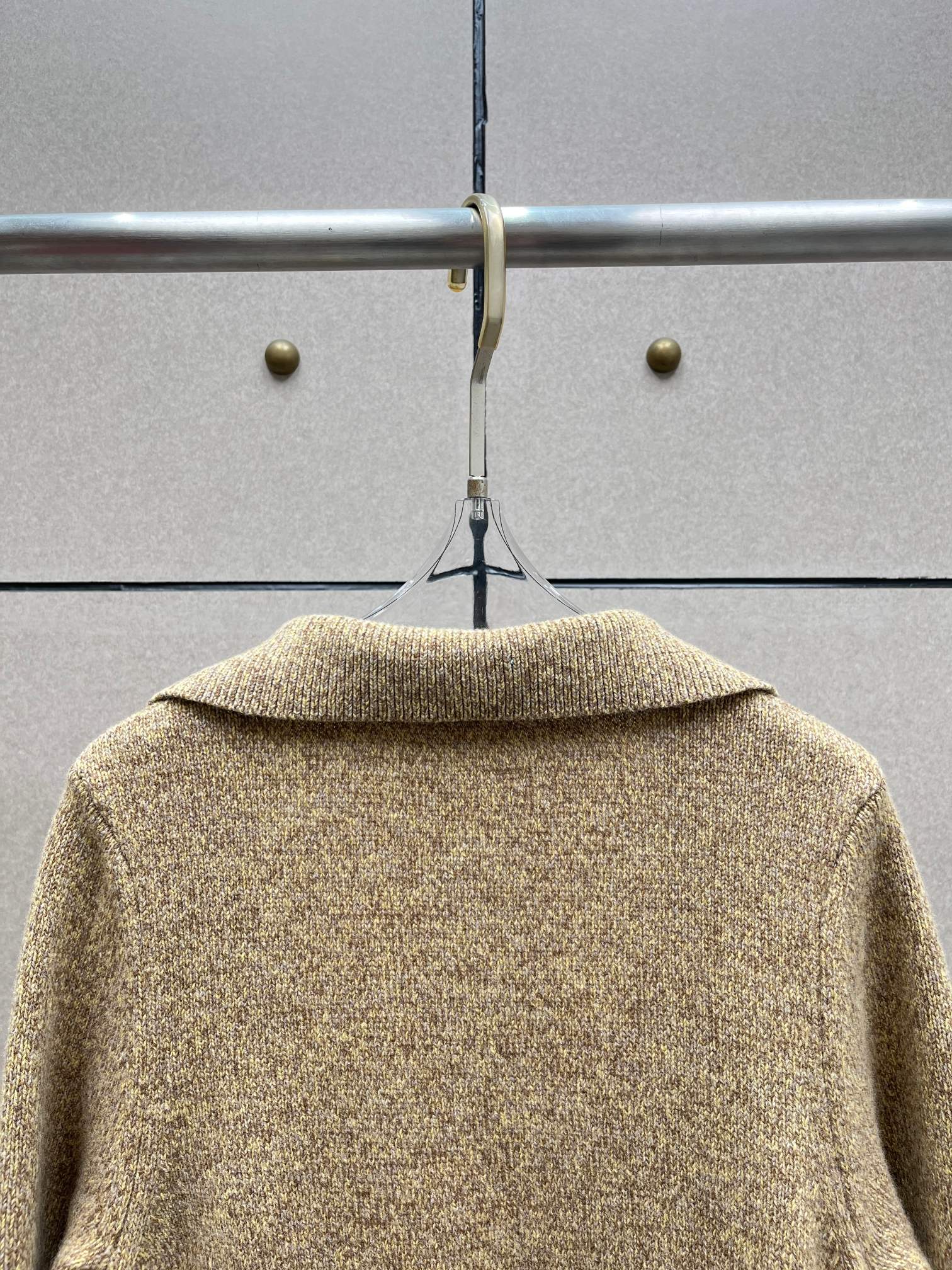 ❤️定制纱线针织翻领长外套！100％羊毛 SML