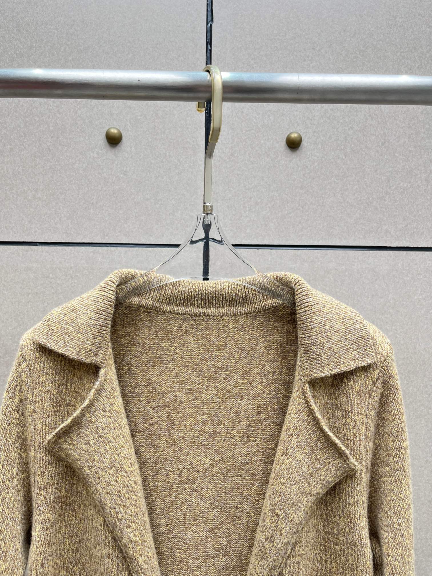 ❤️定制纱线针织翻领长外套！100％羊毛 SML