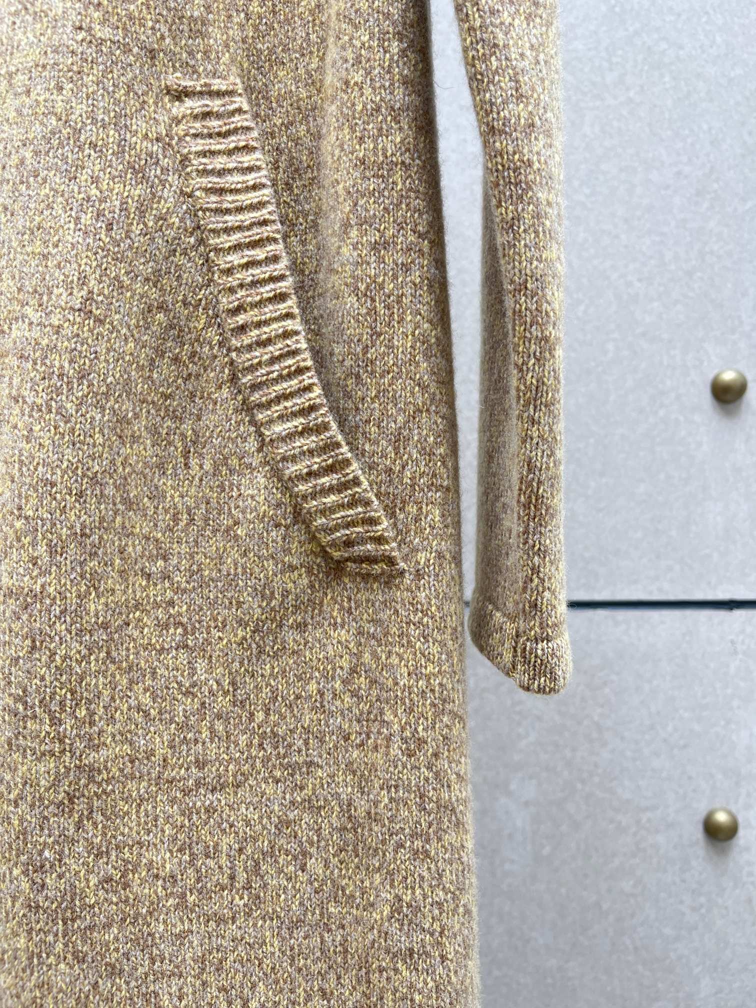 ❤️定制纱线针织翻领长外套！100％羊毛 SML