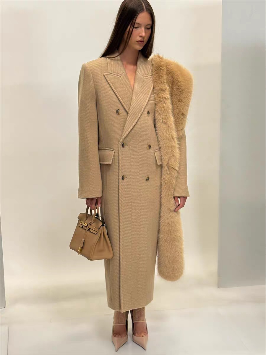 NO:708039,Double-breasted long wool coat!  Customized fabric wool blend SML,,19860909双排扣廓形长款羊毛大衣！定制面料 羊毛混纺 SML,,,Women's clothing
