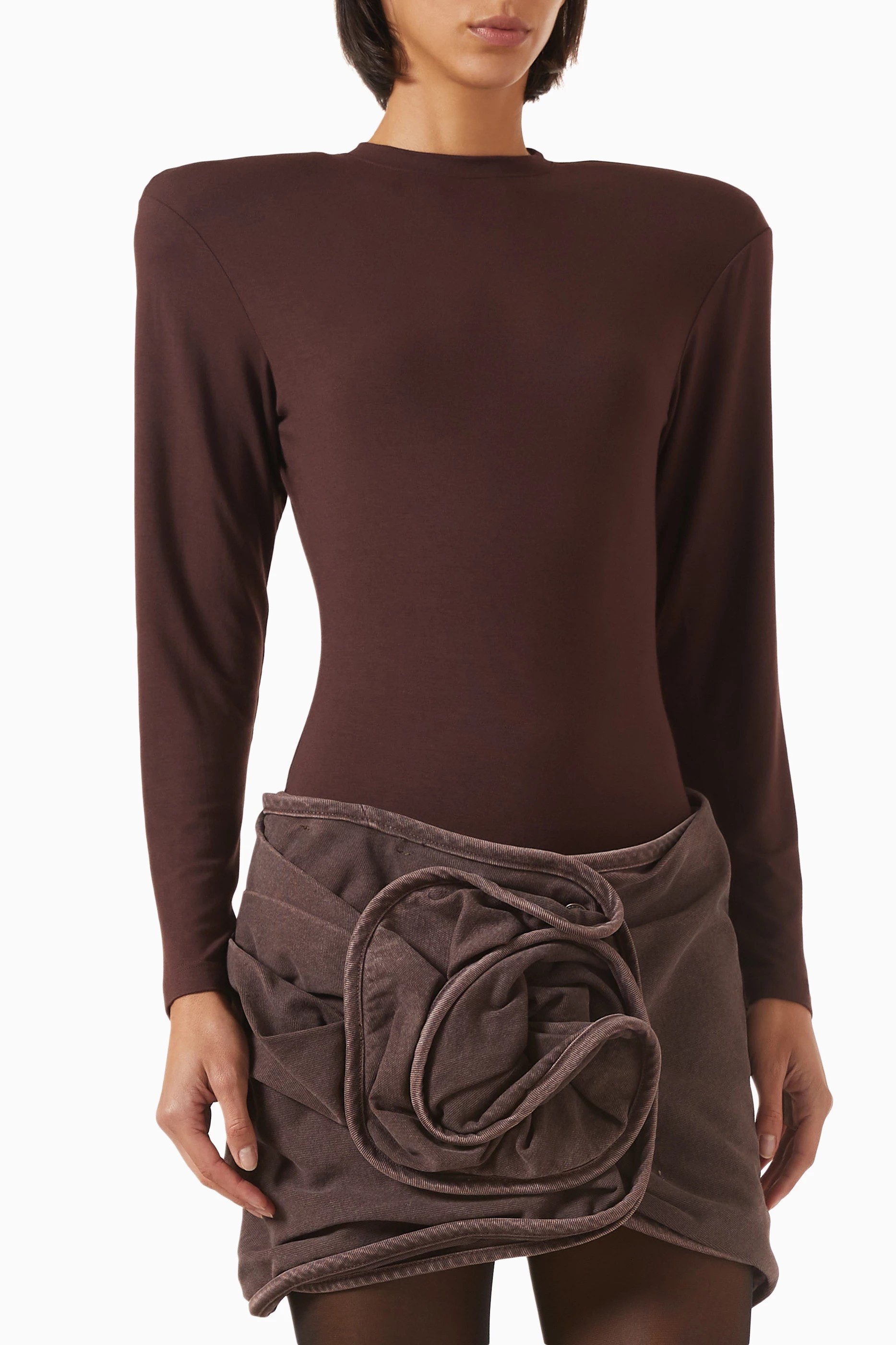 ❤️圆领垫肩刺绣连体衣！两色 SML