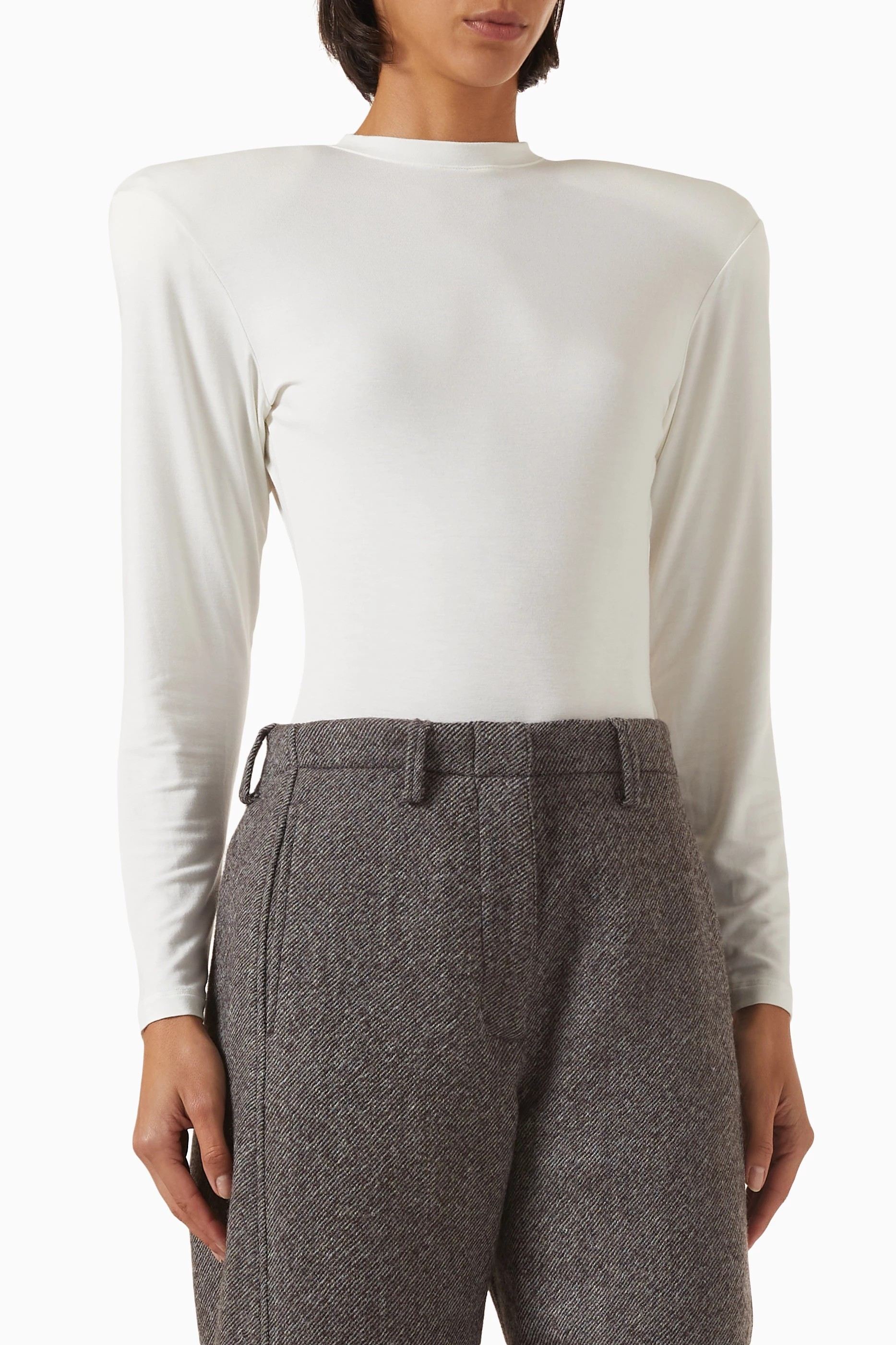 ❤️圆领垫肩刺绣连体衣！两色 SML