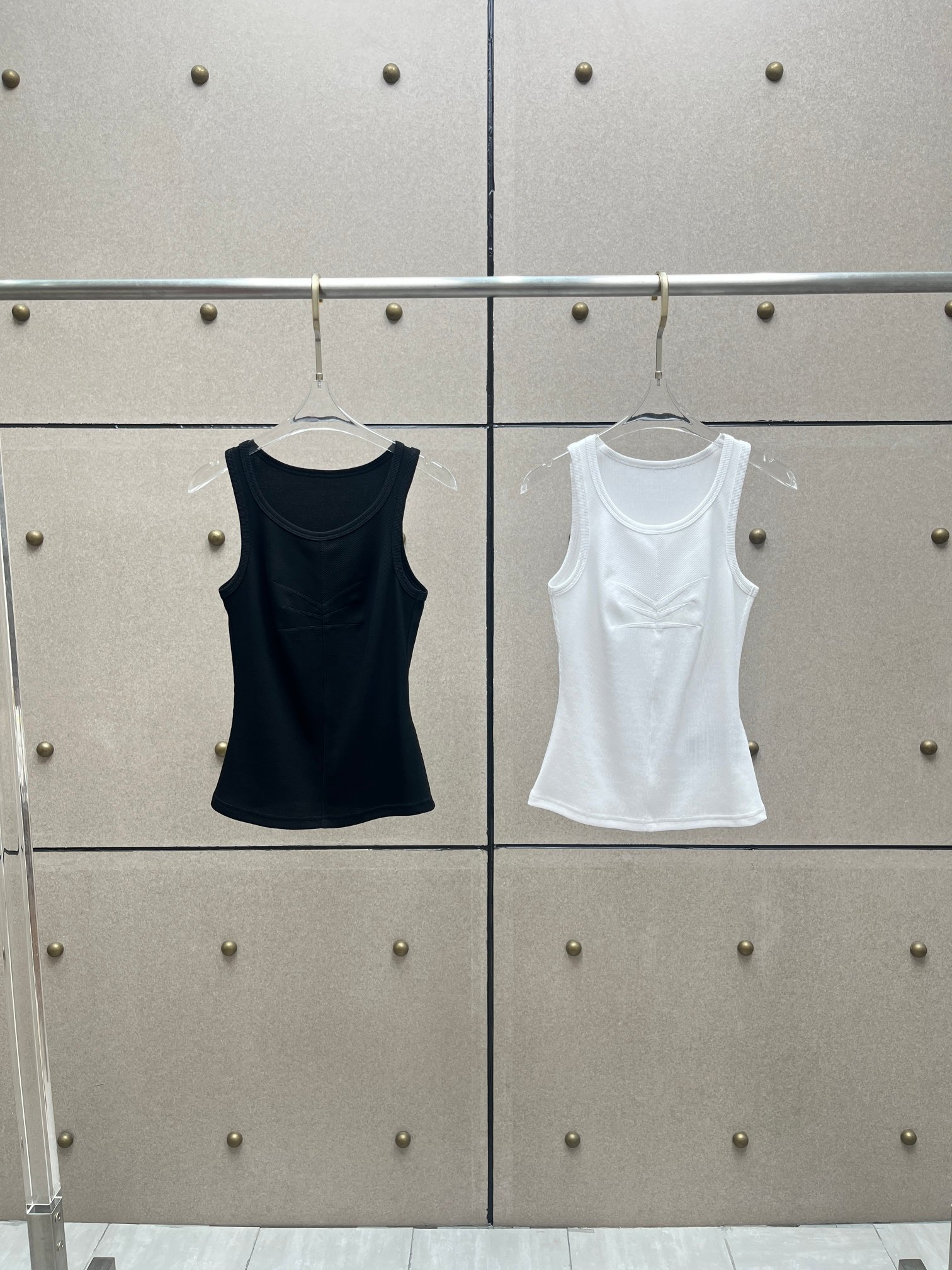 ❤️标志压褶螺纹背心！棉 两色 SML