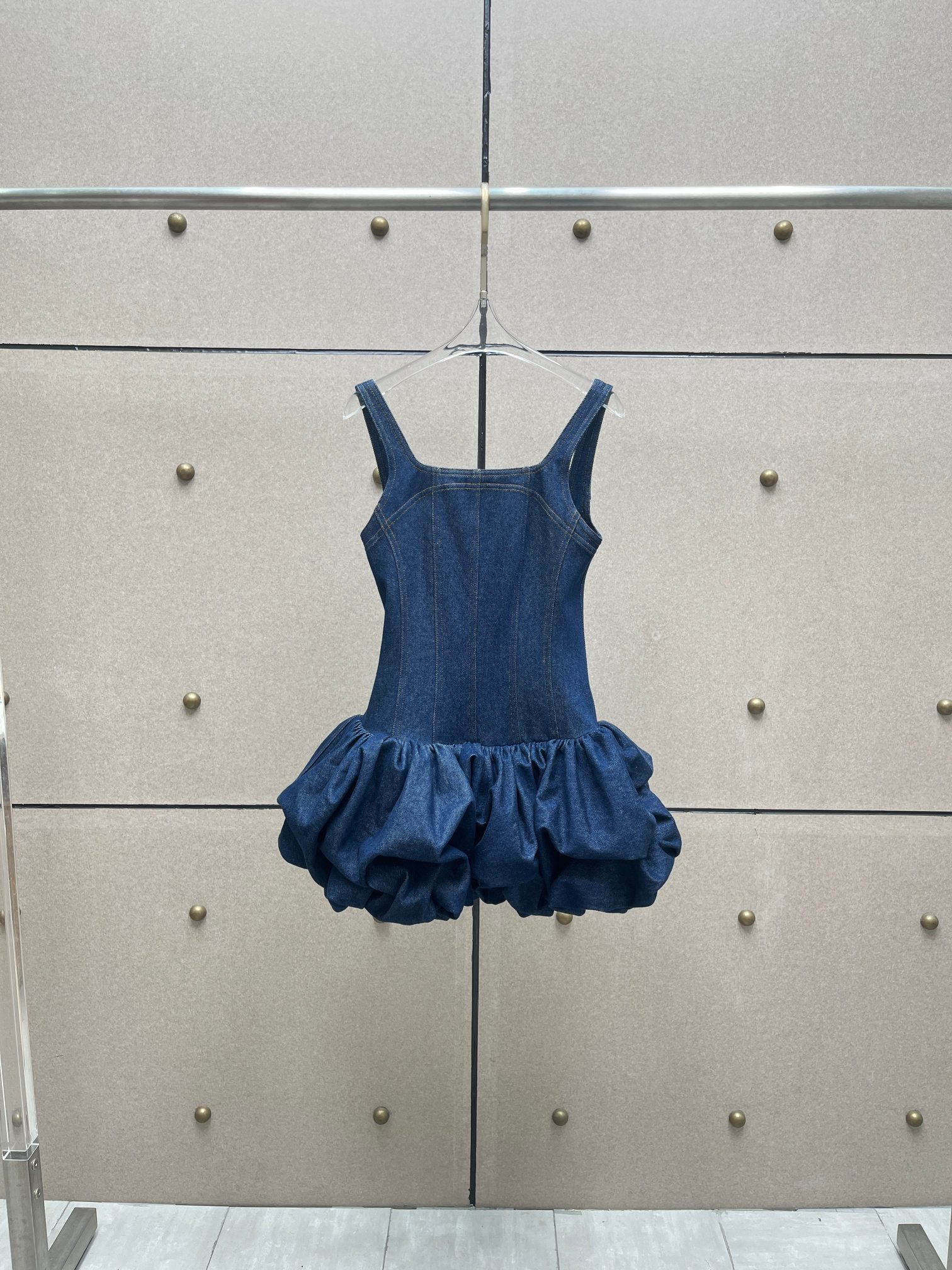 NO:750737,Block denim bud dress!  Cotton SML,,skirts,19860909拼块牛仔花苞连衣裙！棉 SML,,skirts,,Women's clothing