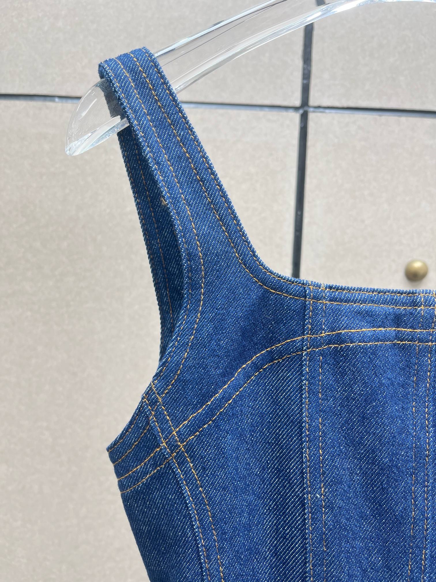 ❤️拼块牛仔花苞连衣裙！棉 SML