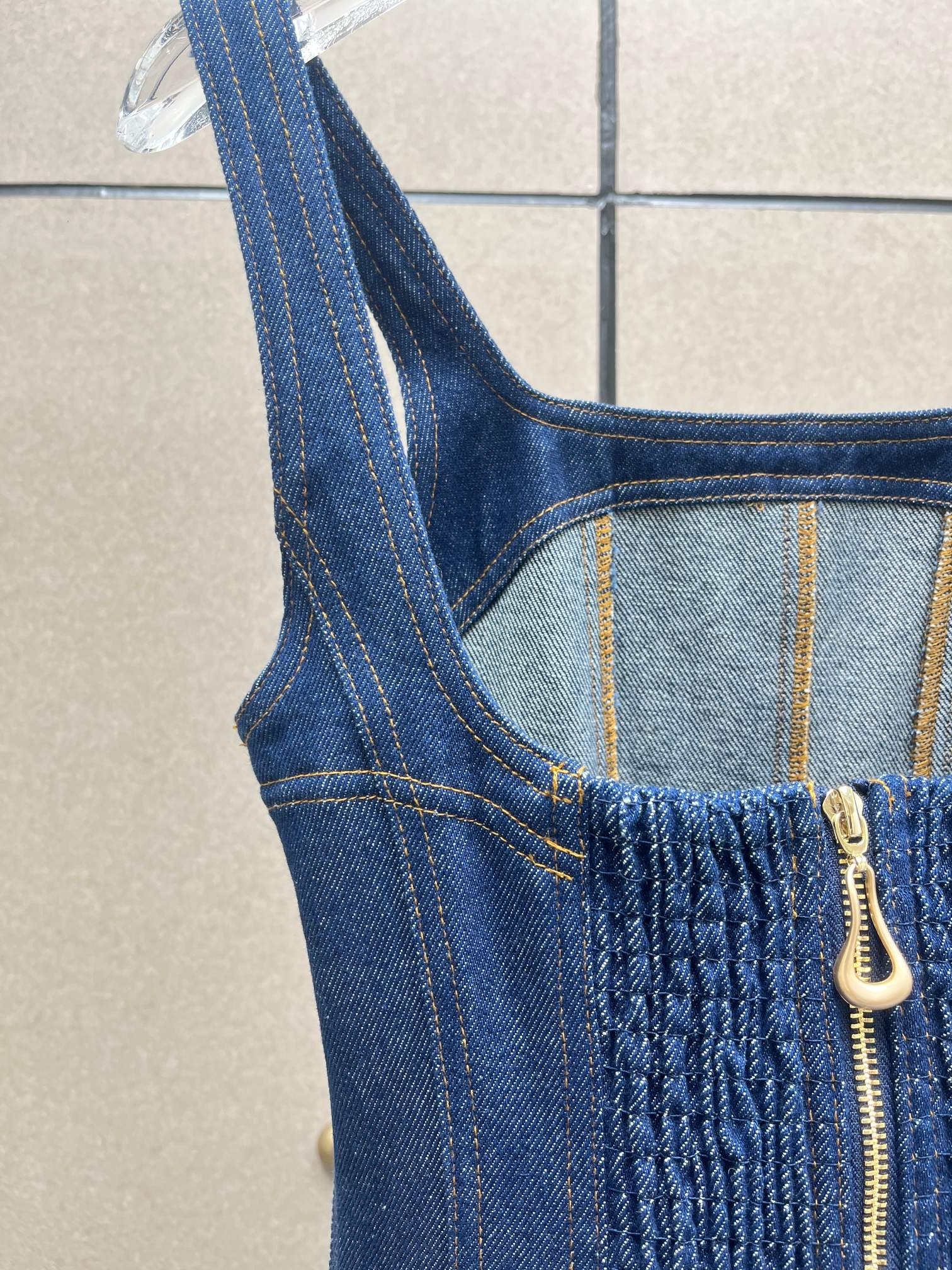 ❤️拼块牛仔花苞连衣裙！棉 SML