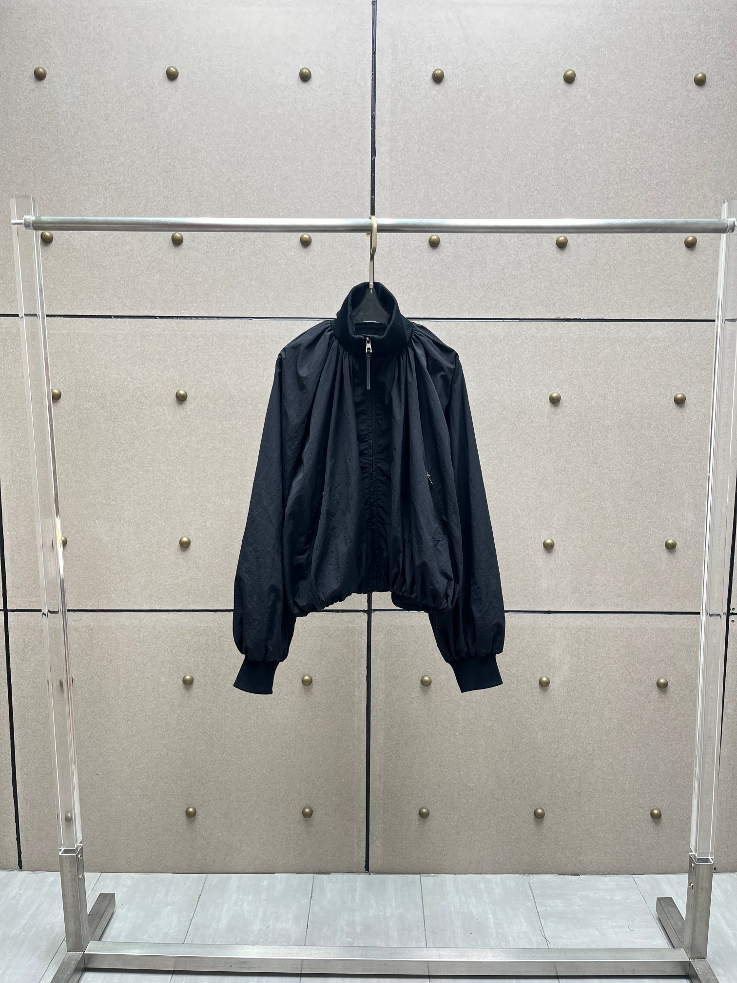 ❤️螺纹拼接褶皱夹克外套！尼龙 SML