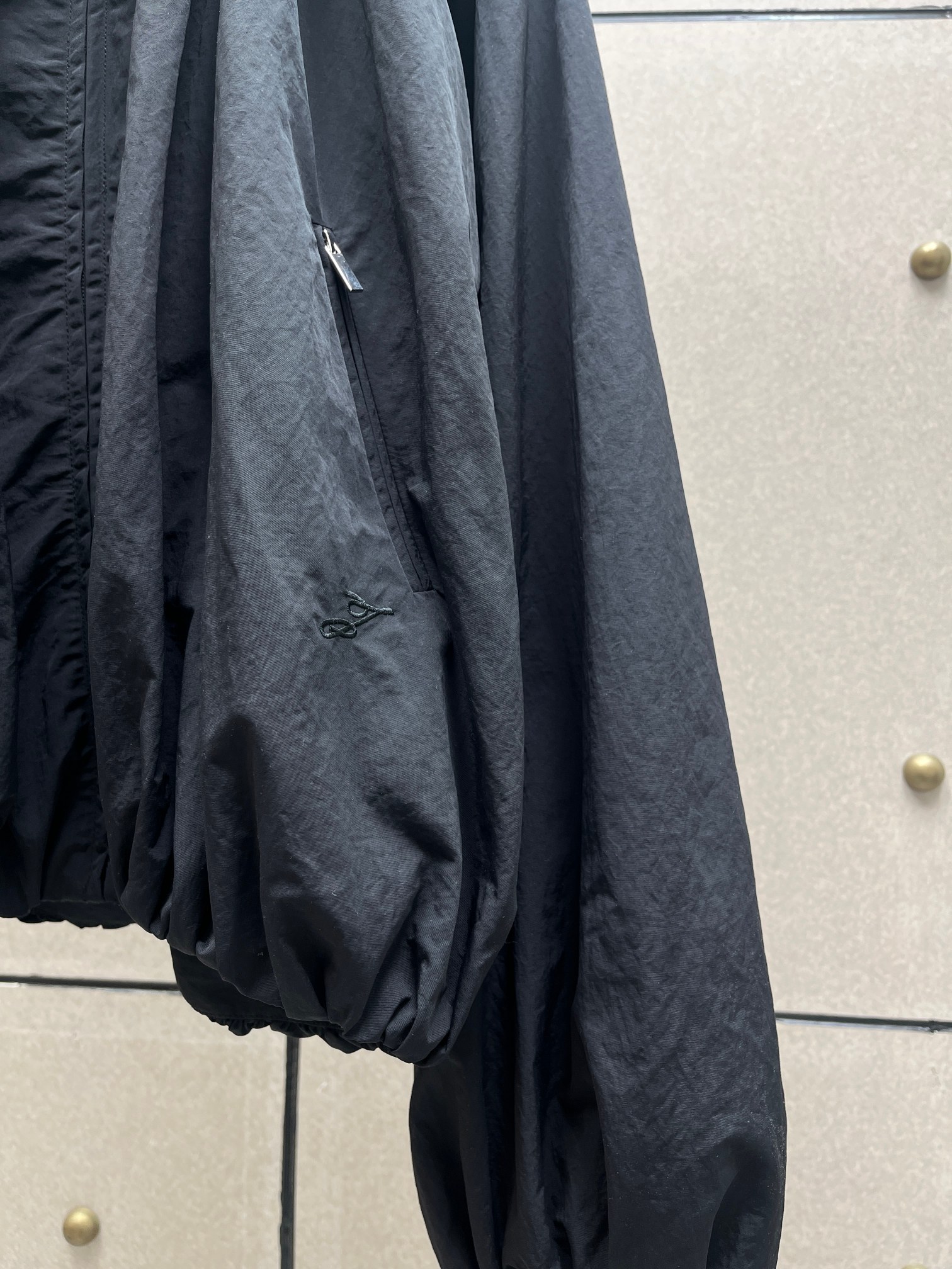 ❤️螺纹拼接褶皱夹克外套！尼龙 SML