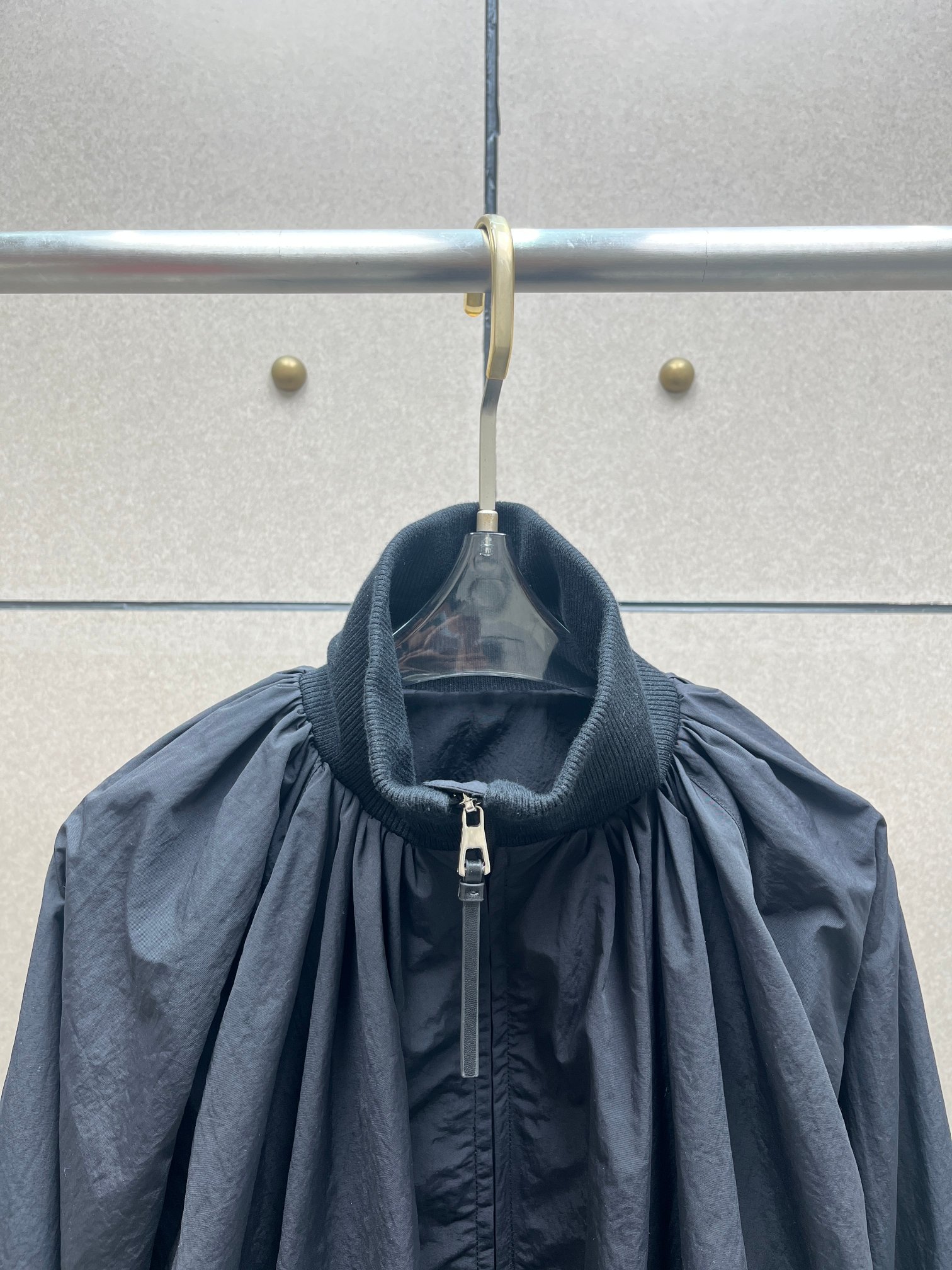 ❤️螺纹拼接褶皱夹克外套！尼龙 SML