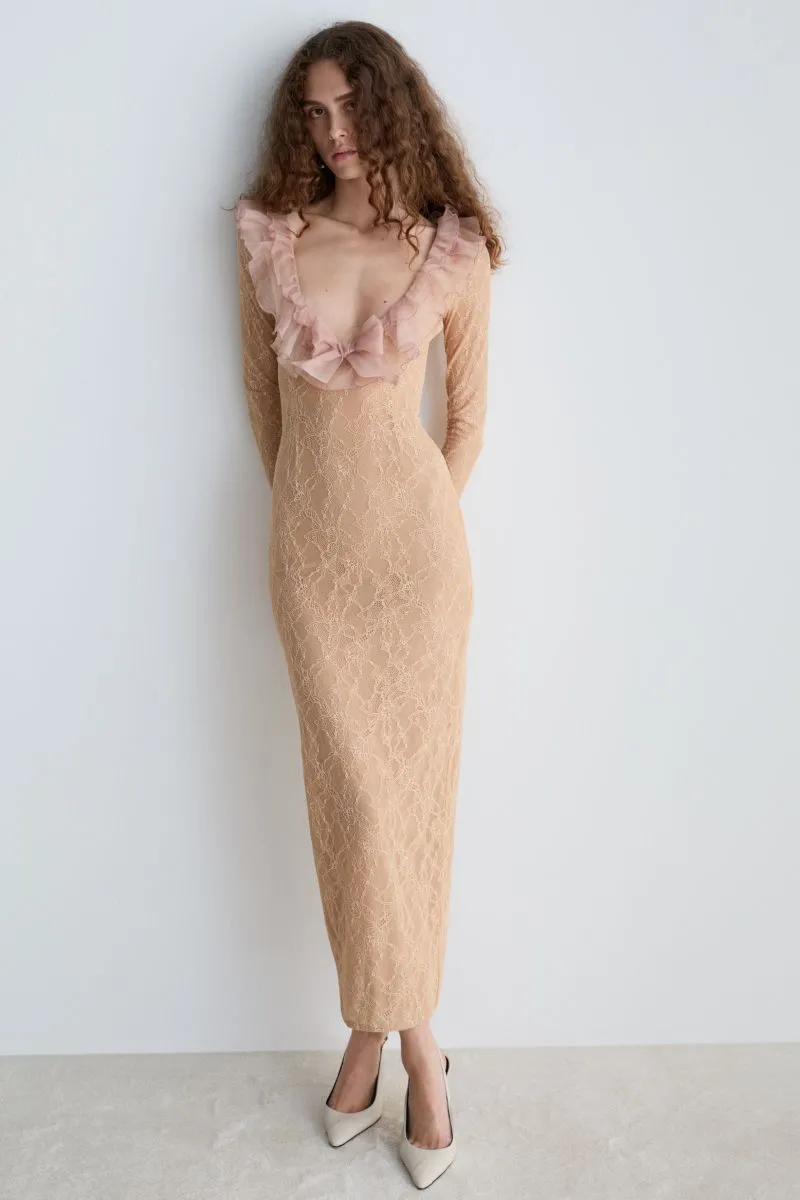 NO:752555,Dyed gauze collar lace dress!  Two-color SML,,skirts,19860909染色纱领蕾丝连衣裙！两色 SML,,skirts,,Women's clothing