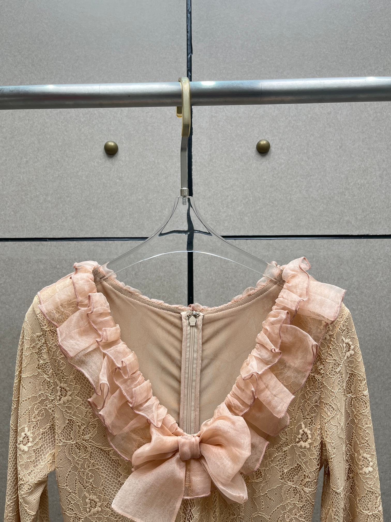 ❤️染色纱领蕾丝连衣裙！两色 SML