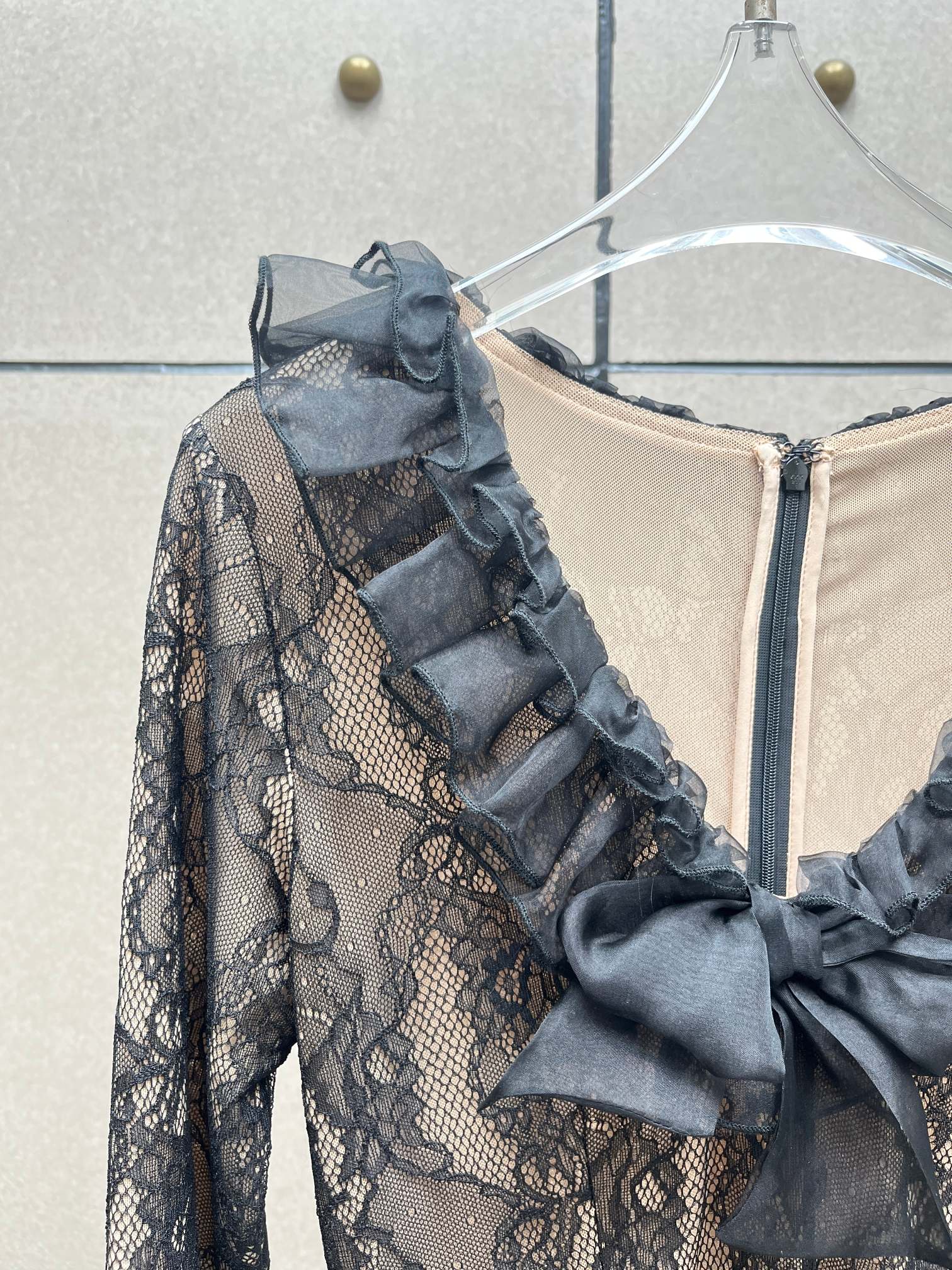 ❤️染色纱领蕾丝连衣裙！两色 SML