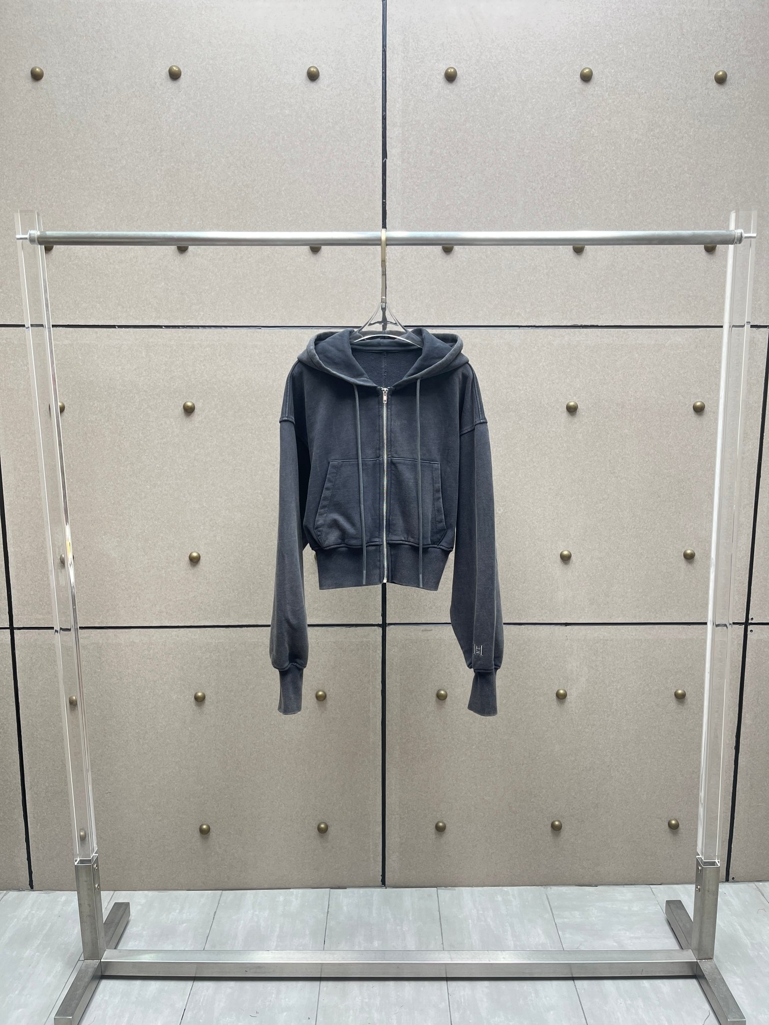 ❤️连帽拉链重效洗卫衣外套！棉 黑灰色 SML