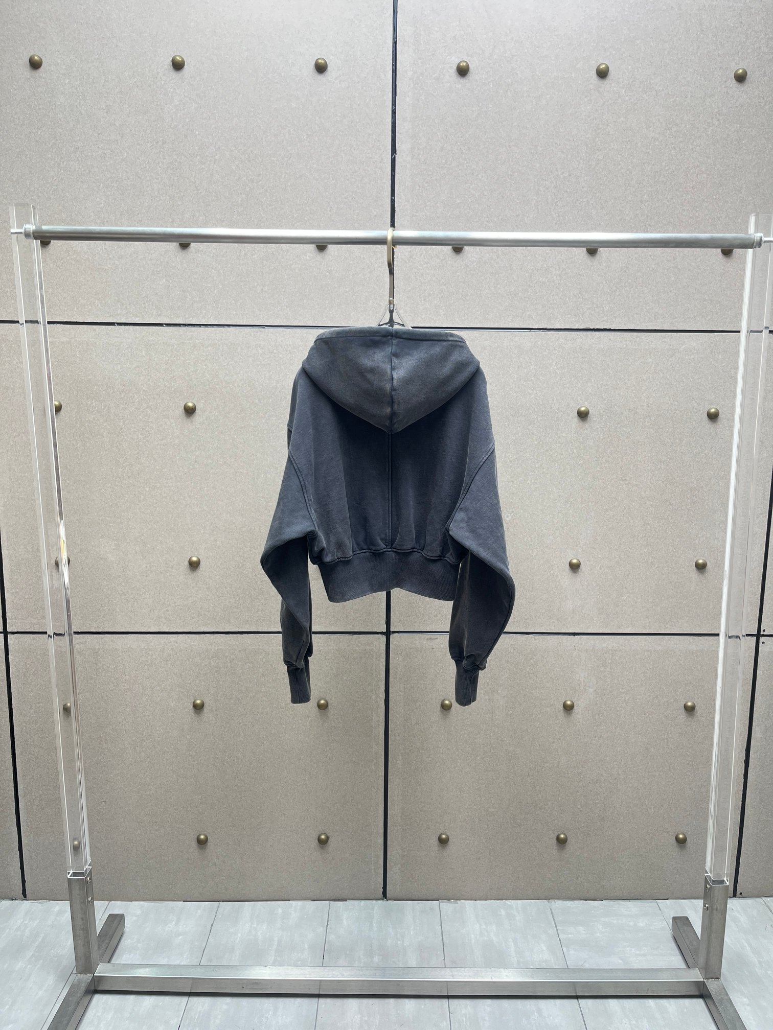 ❤️连帽拉链重效洗卫衣外套！棉 黑灰色 SML