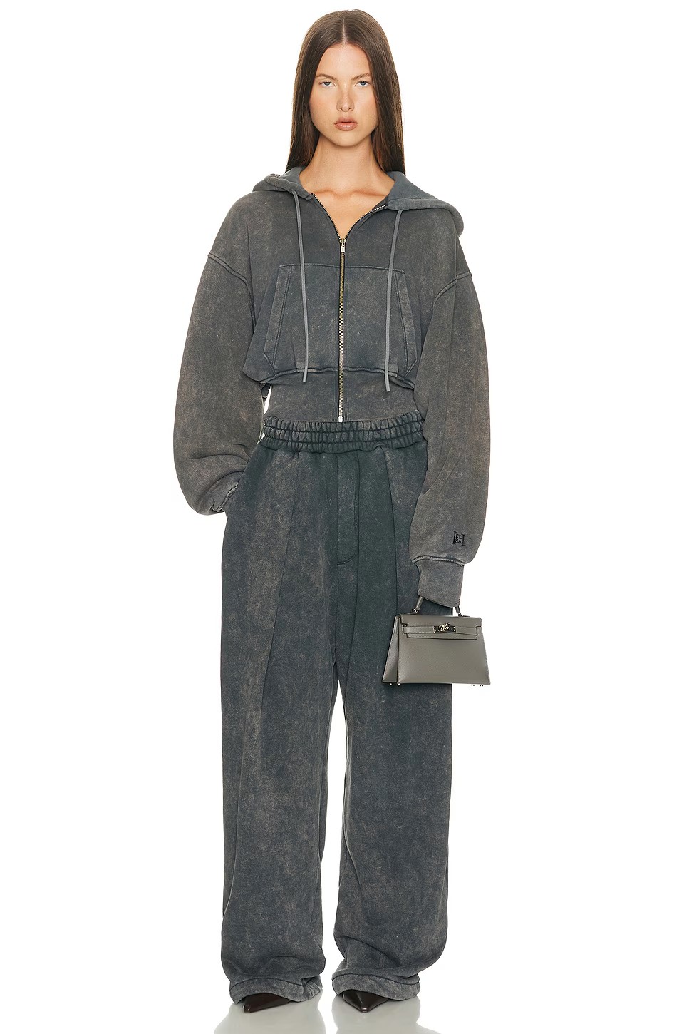 ❤️连帽拉链重效洗卫衣外套！棉 黑灰色 SML