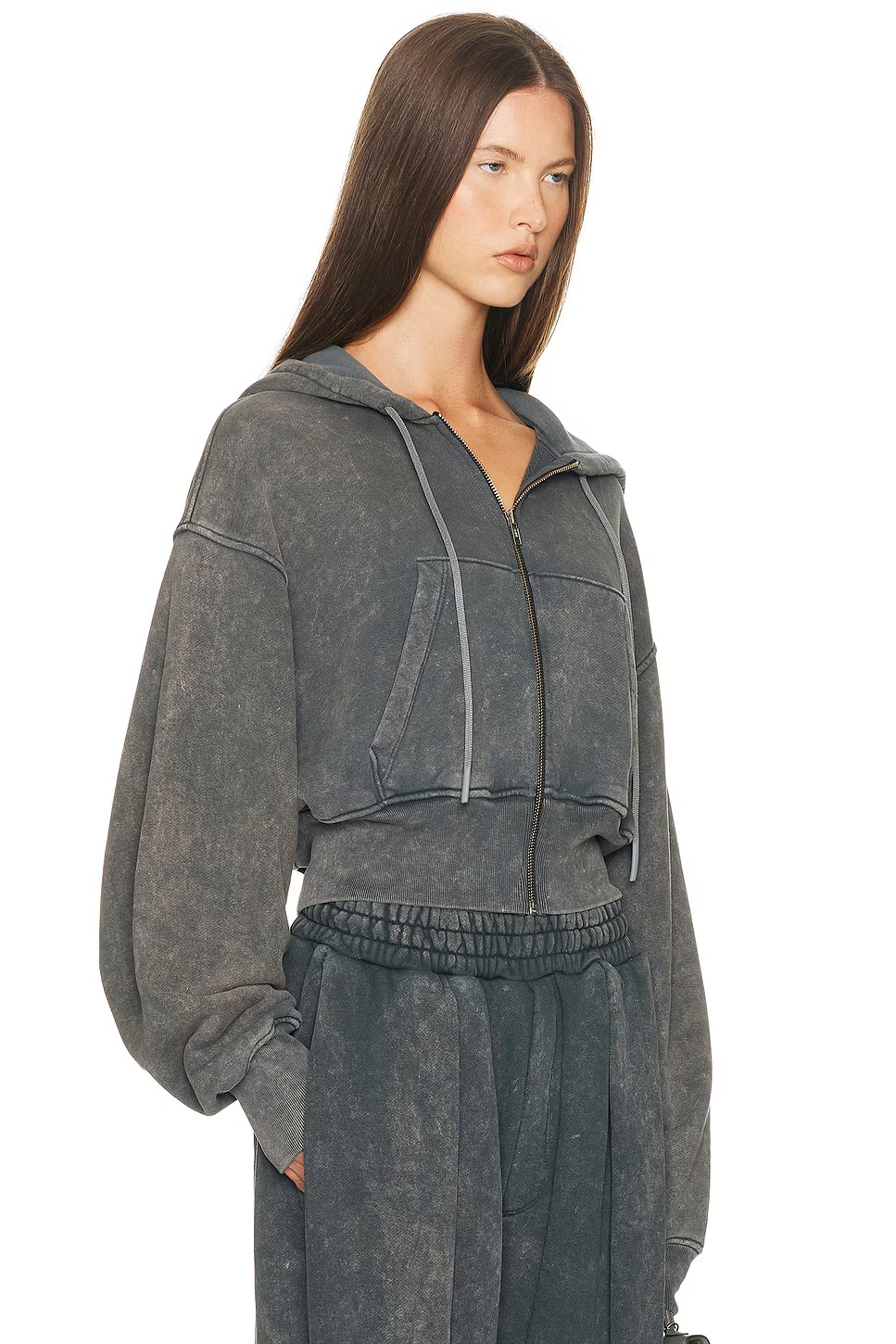 ❤️连帽拉链重效洗卫衣外套！棉 黑灰色 SML