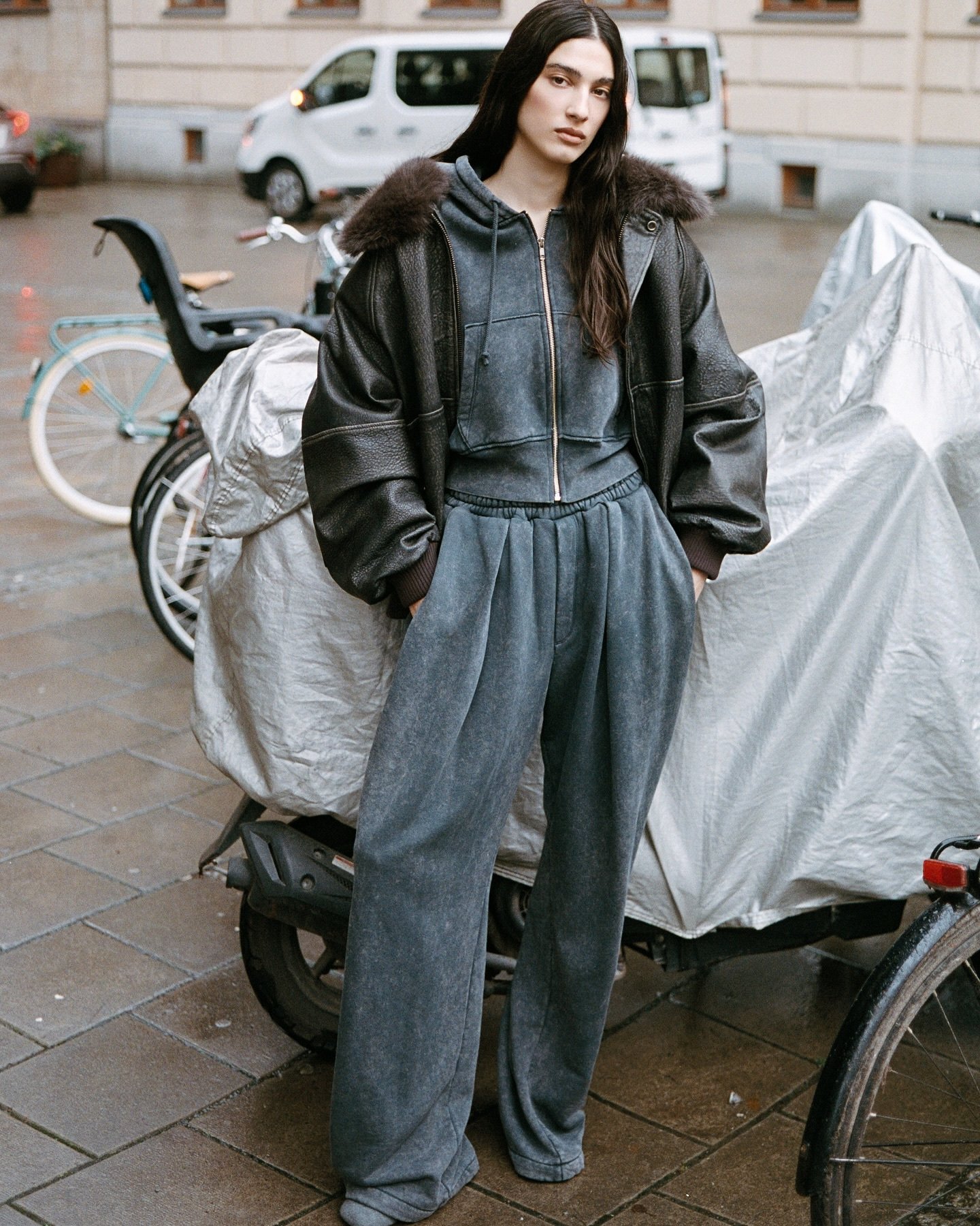 ❤️连帽拉链重效洗卫衣外套！棉 黑灰色 SML