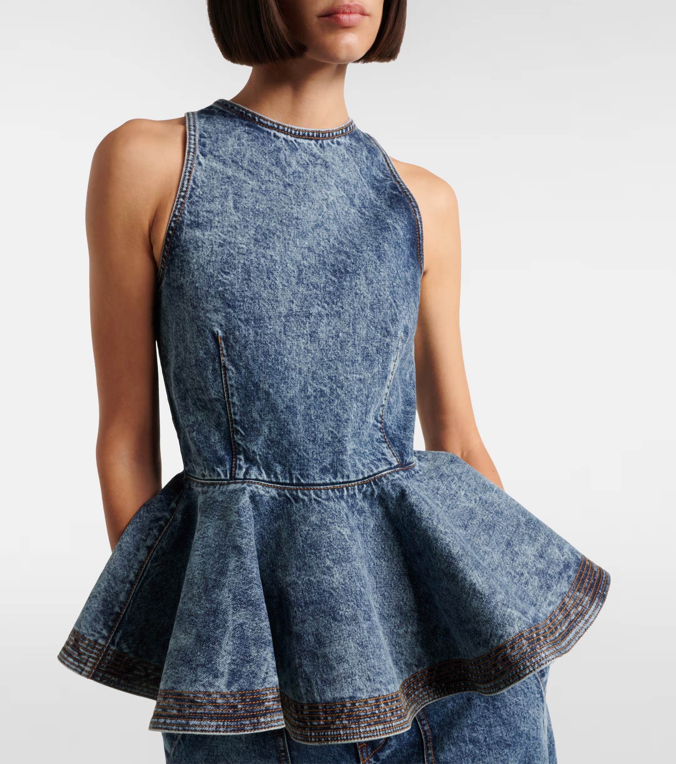 ❤️车线雪花牛仔无袖上衣！棉 SML