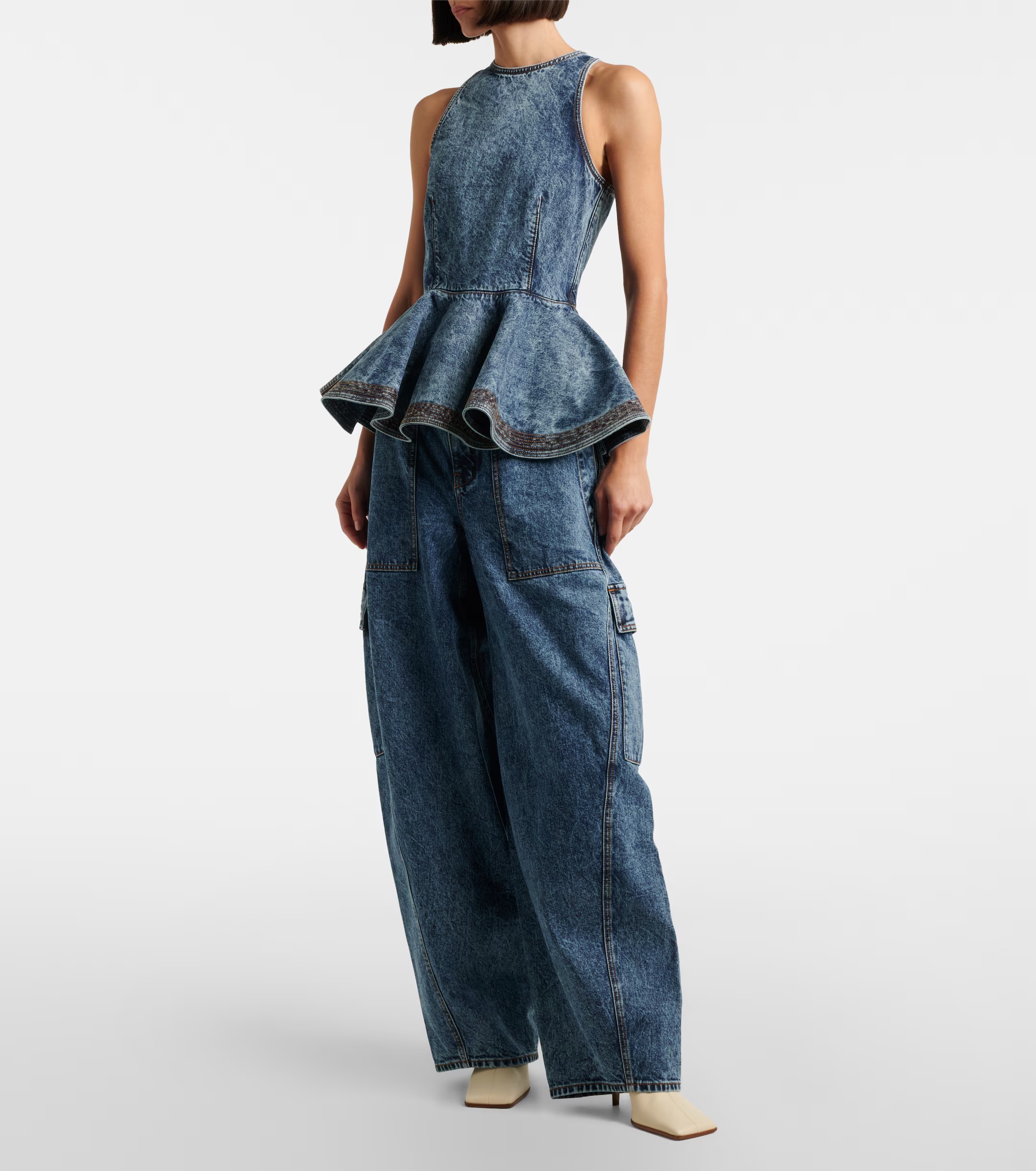 ❤️车线雪花牛仔无袖上衣！棉 SML