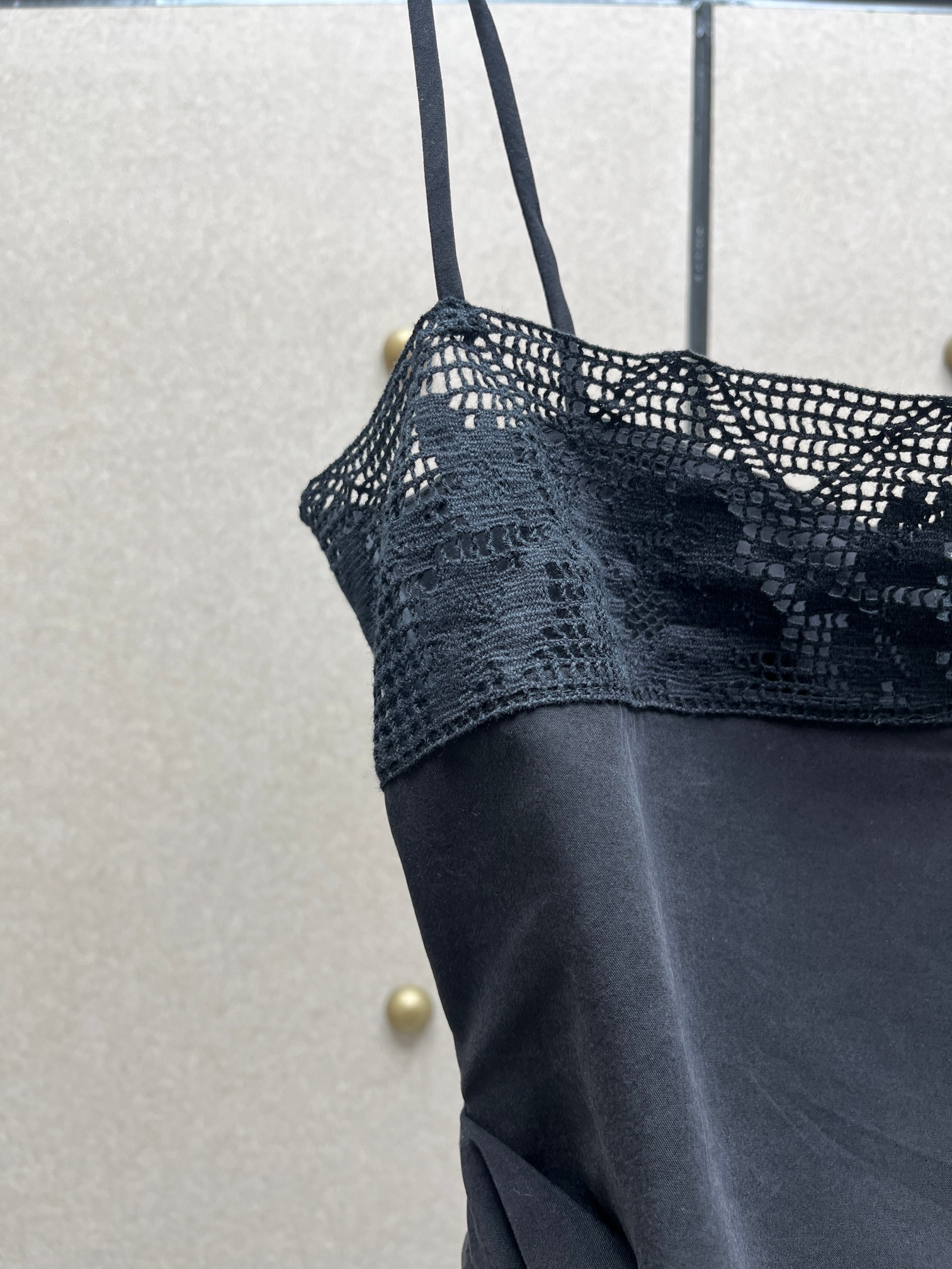 ❤️棉质宽花边收褶吊带上衣！两色 SML