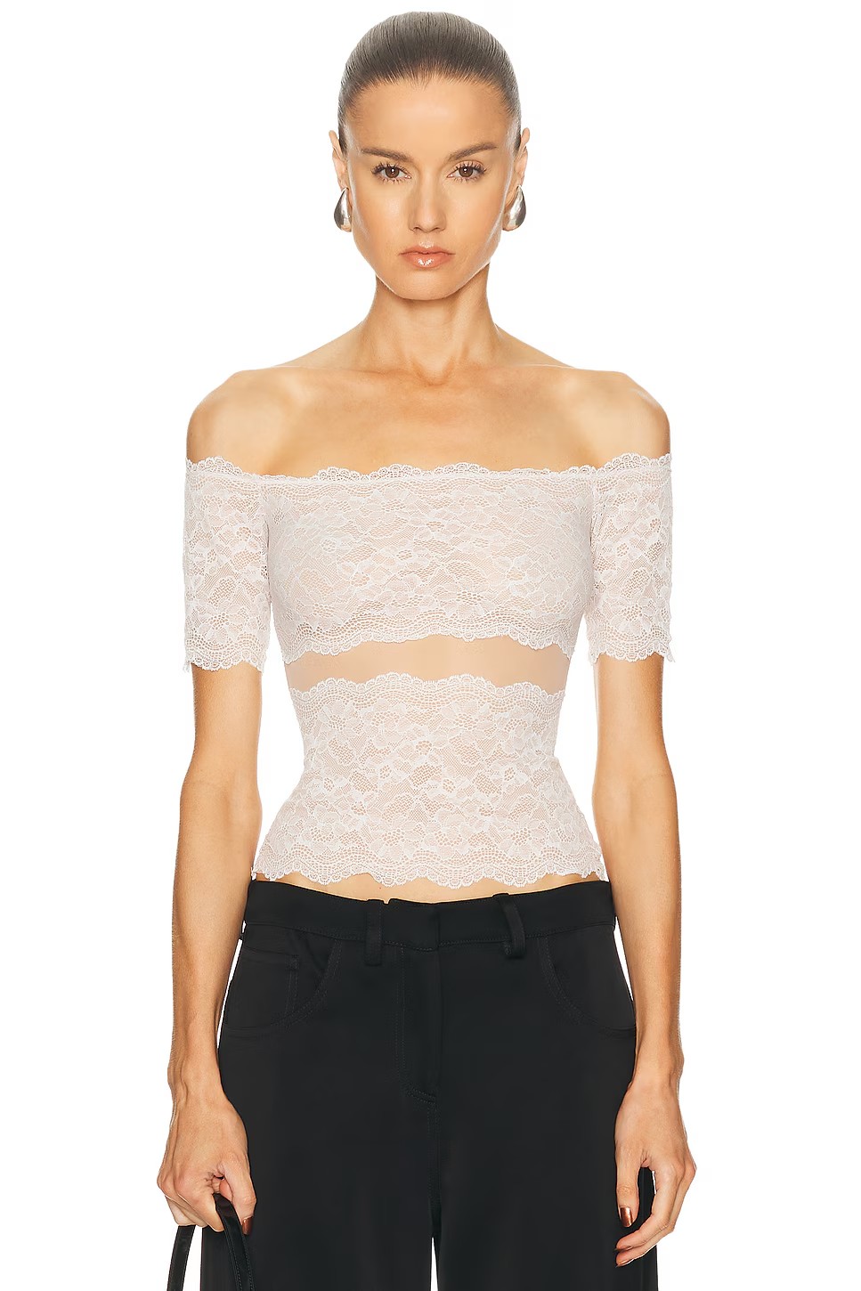 ❤️蕾丝花边拼接露肩短袖上衣！SML