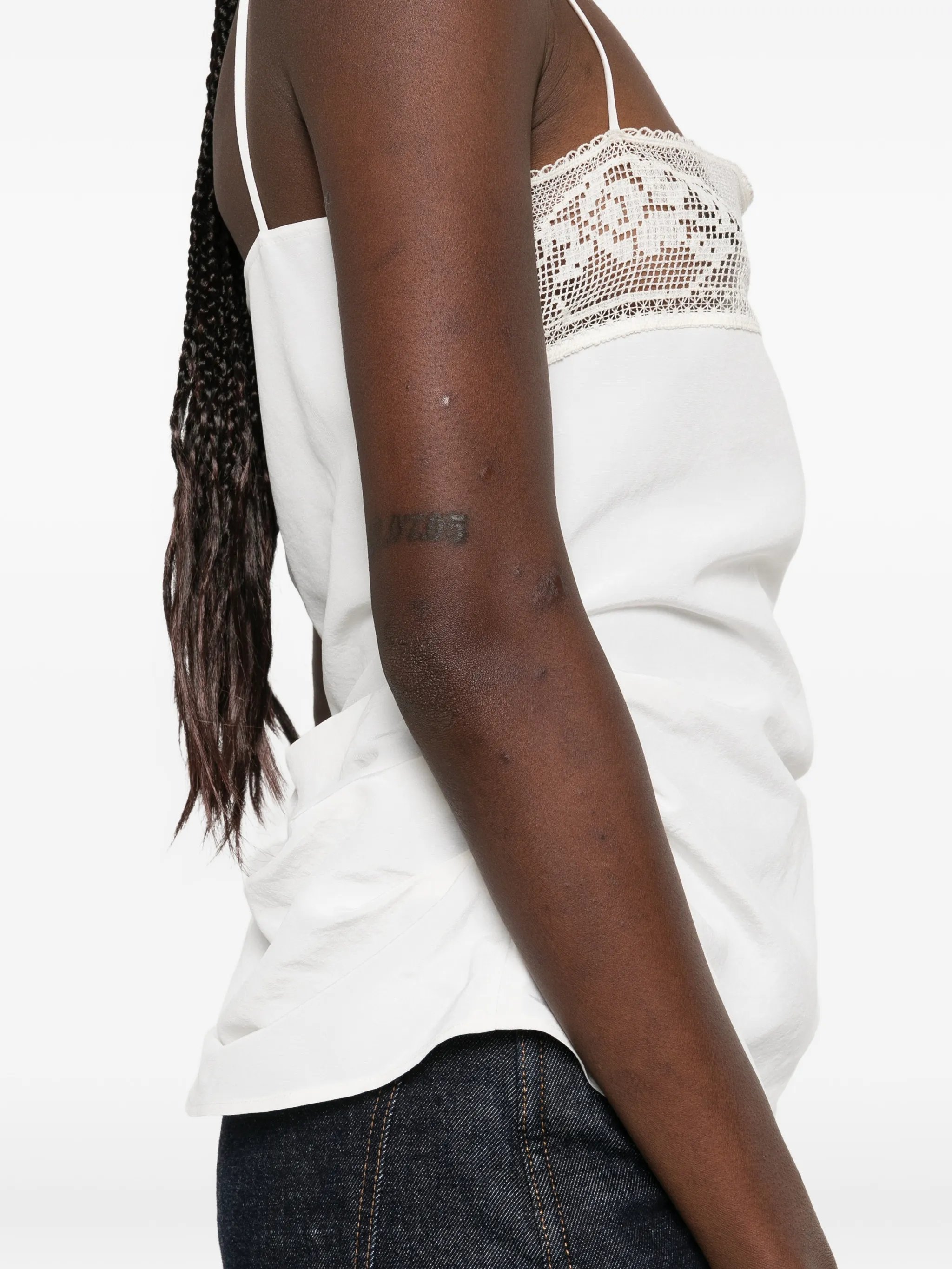 ❤️棉质宽花边收褶吊带上衣！两色 SML