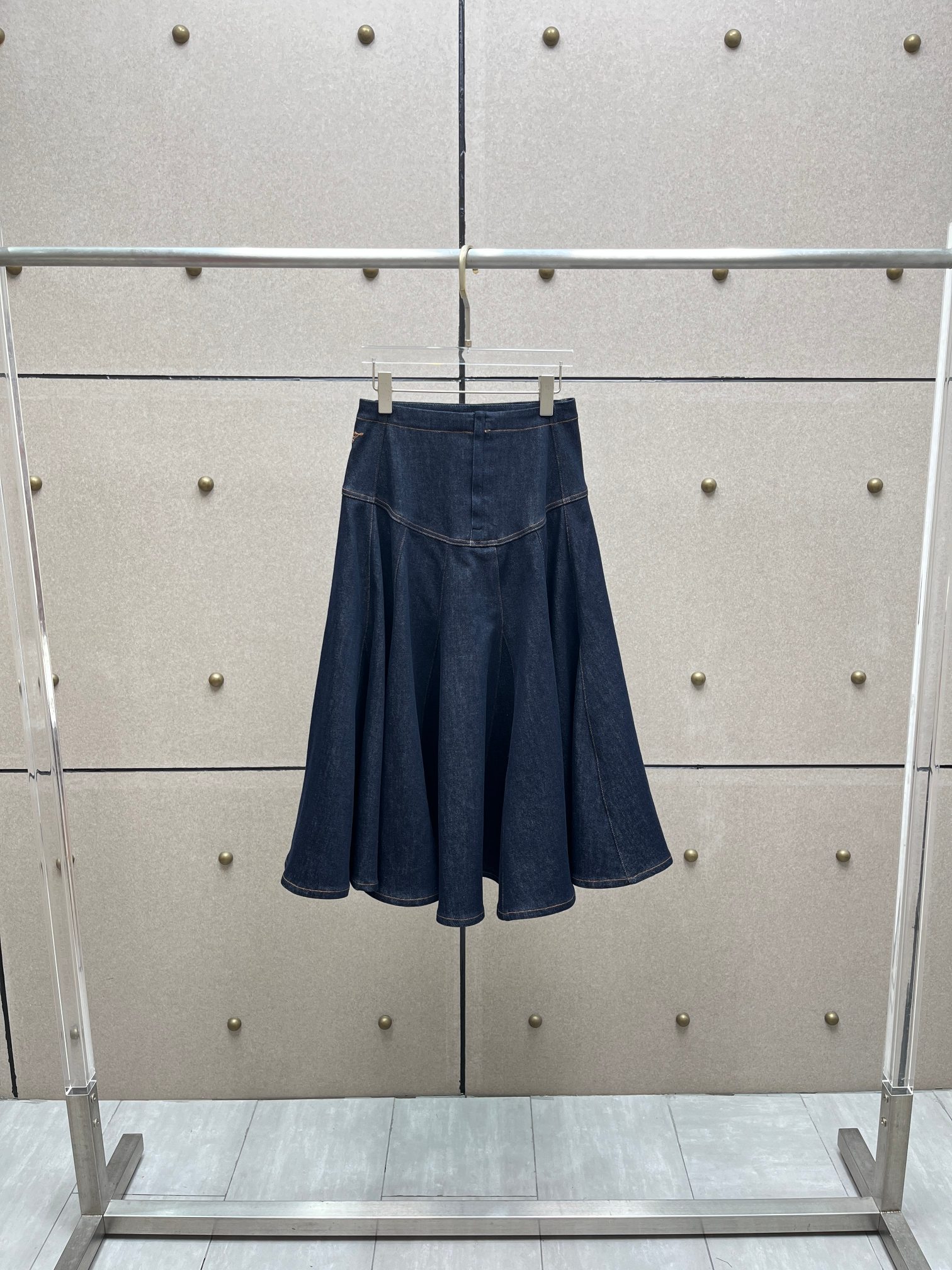 ❤️刺绣标志牛仔多褶半裙！棉 SML