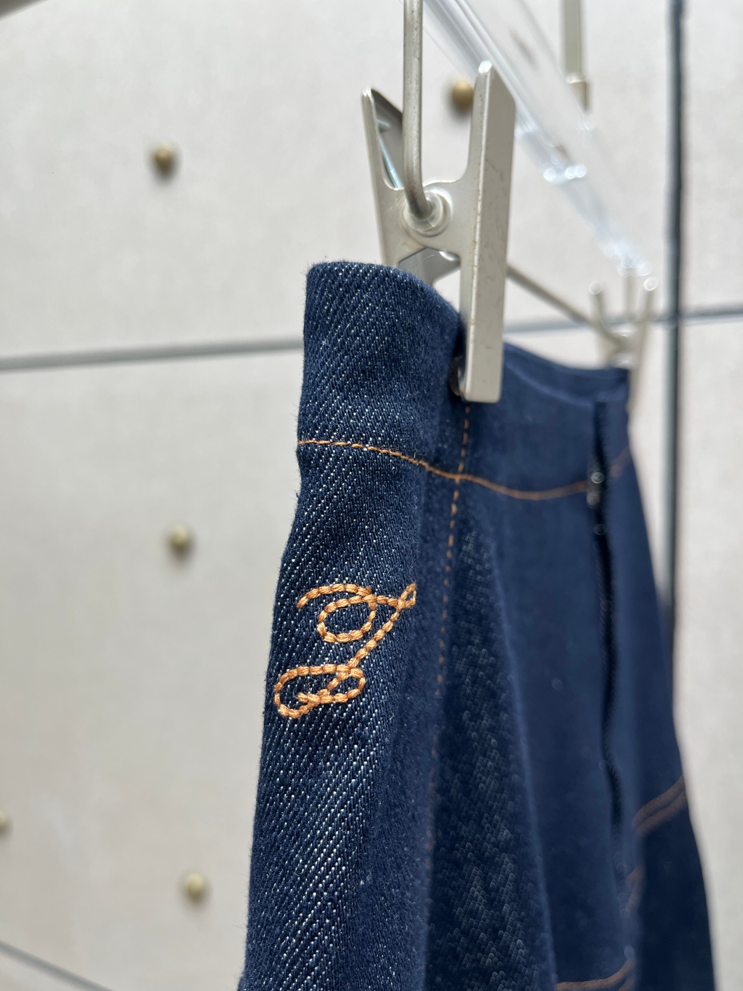 ❤️刺绣标志牛仔多褶半裙！棉 SML