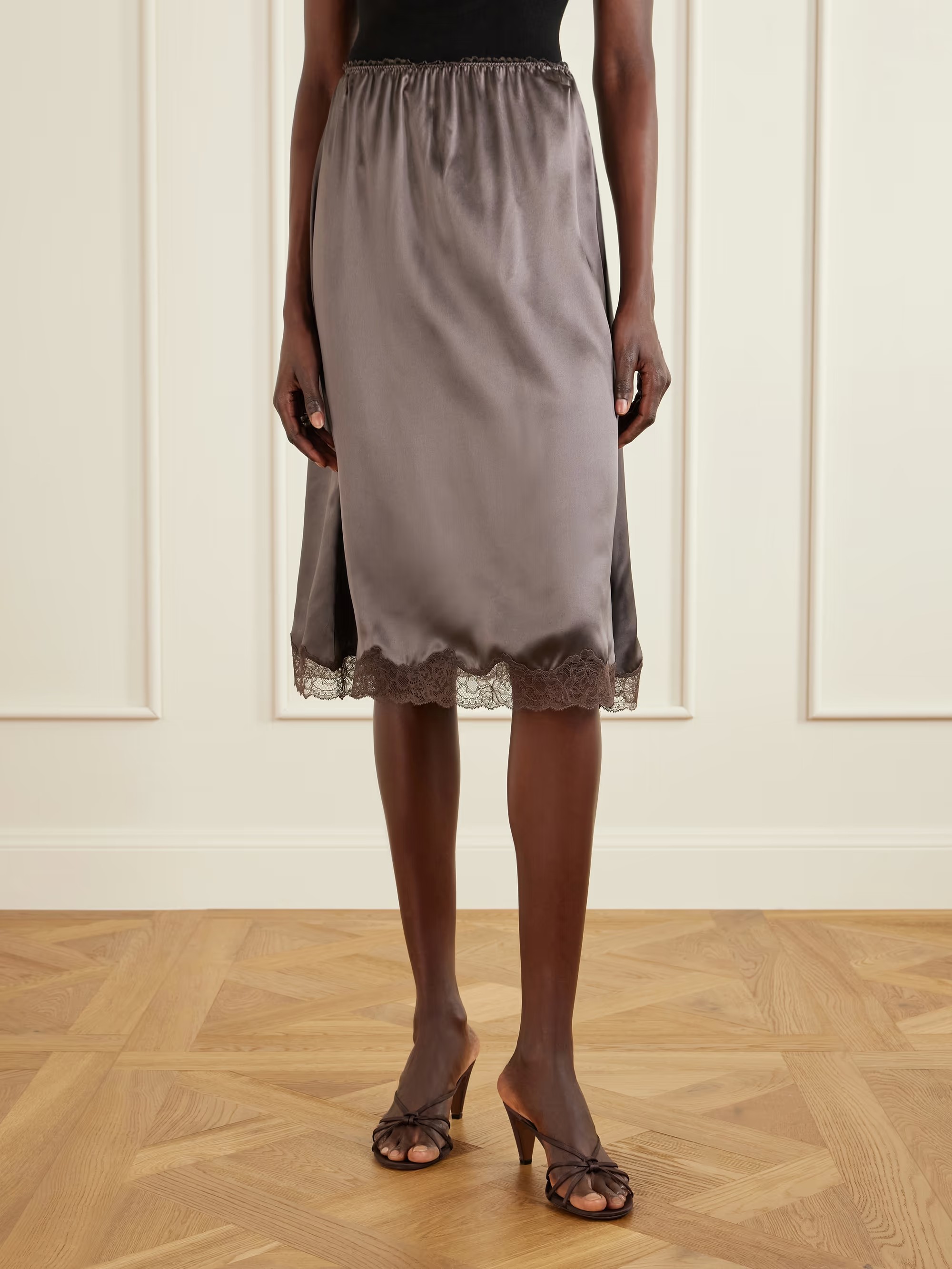 ❤️蕾丝花边半裙！定制染色丝质面料 两色 SML