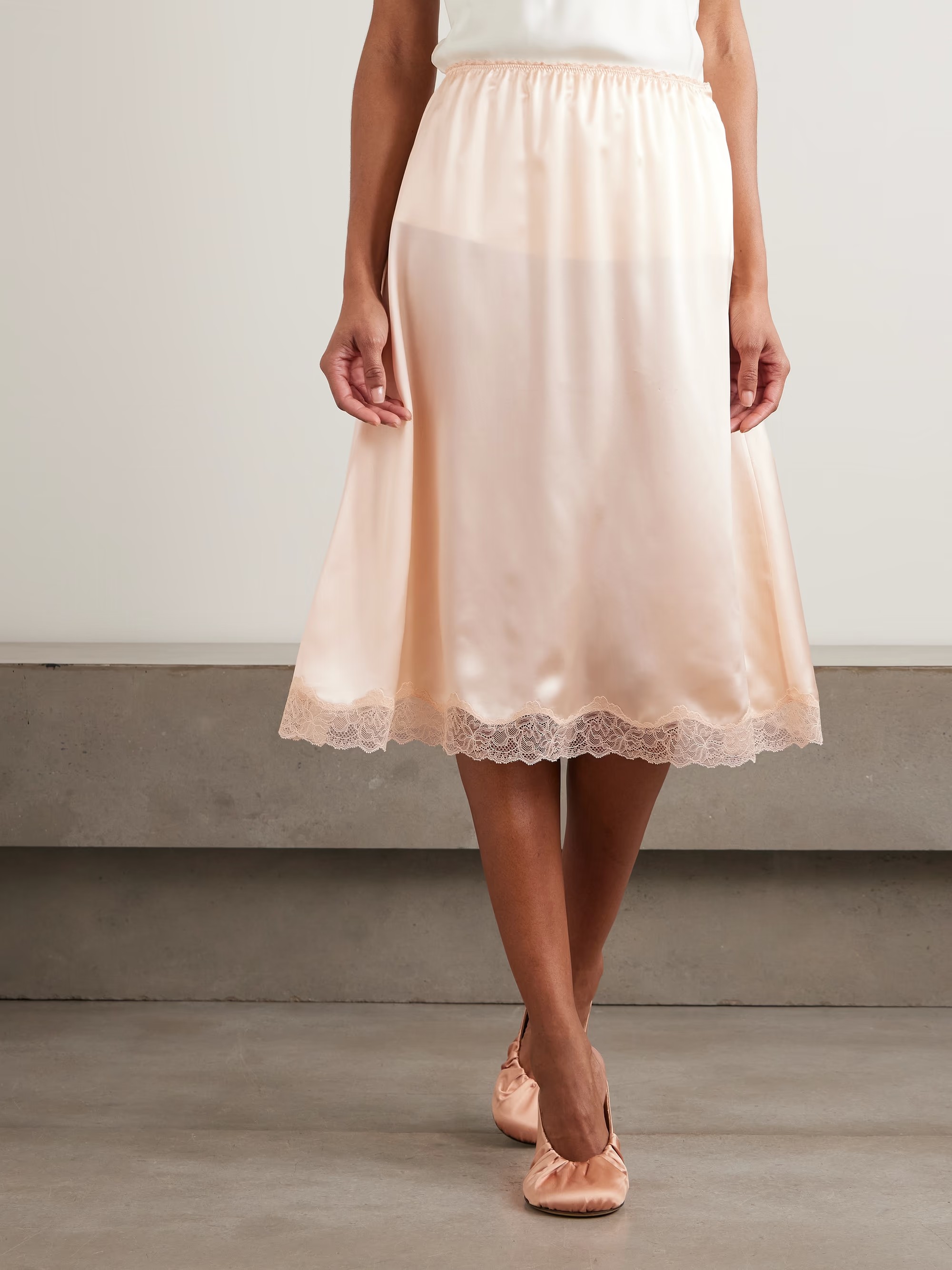 ❤️蕾丝花边半裙！定制染色丝质面料 两色 SML