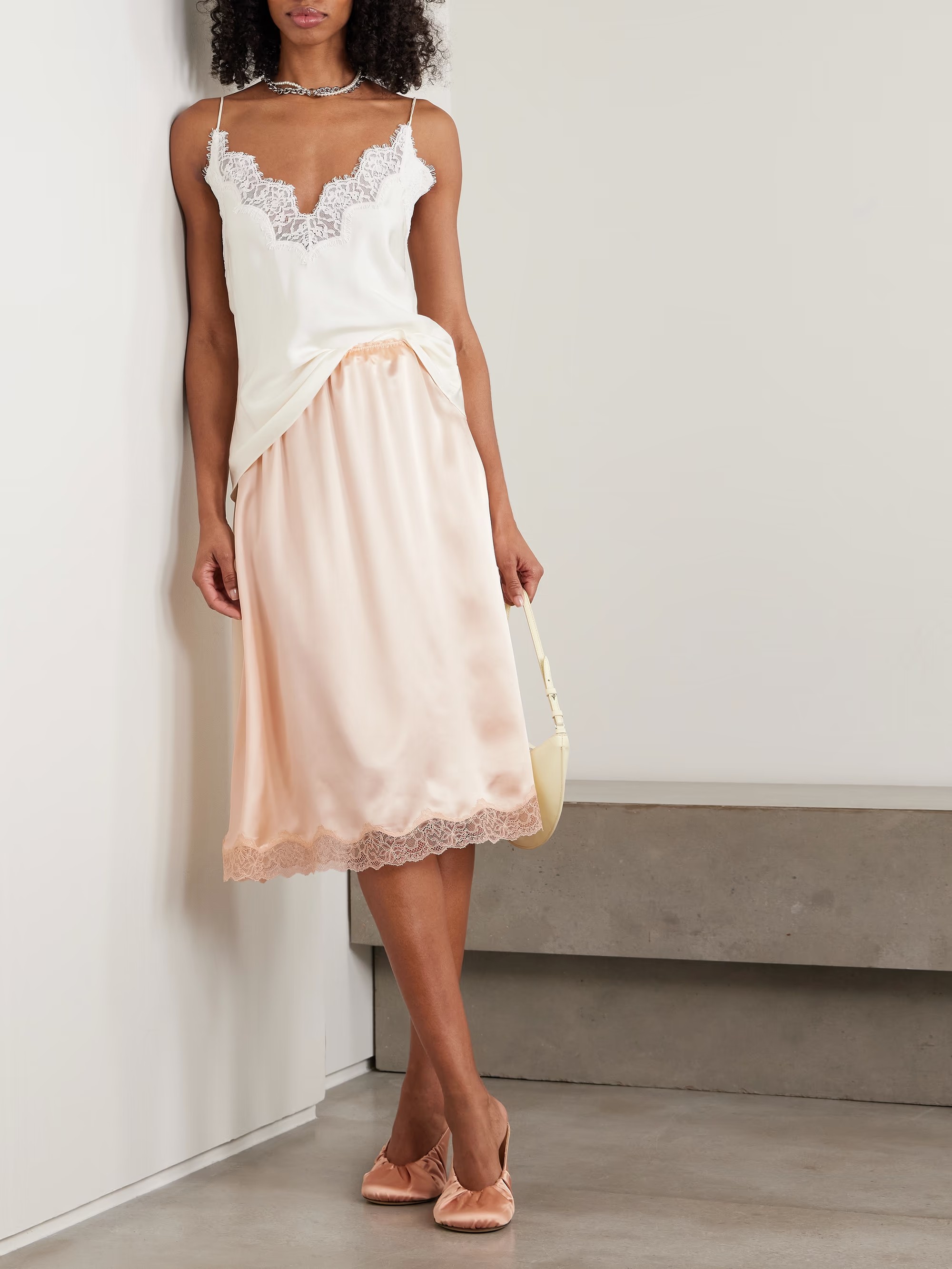 ❤️蕾丝花边半裙！定制染色丝质面料 两色 SML