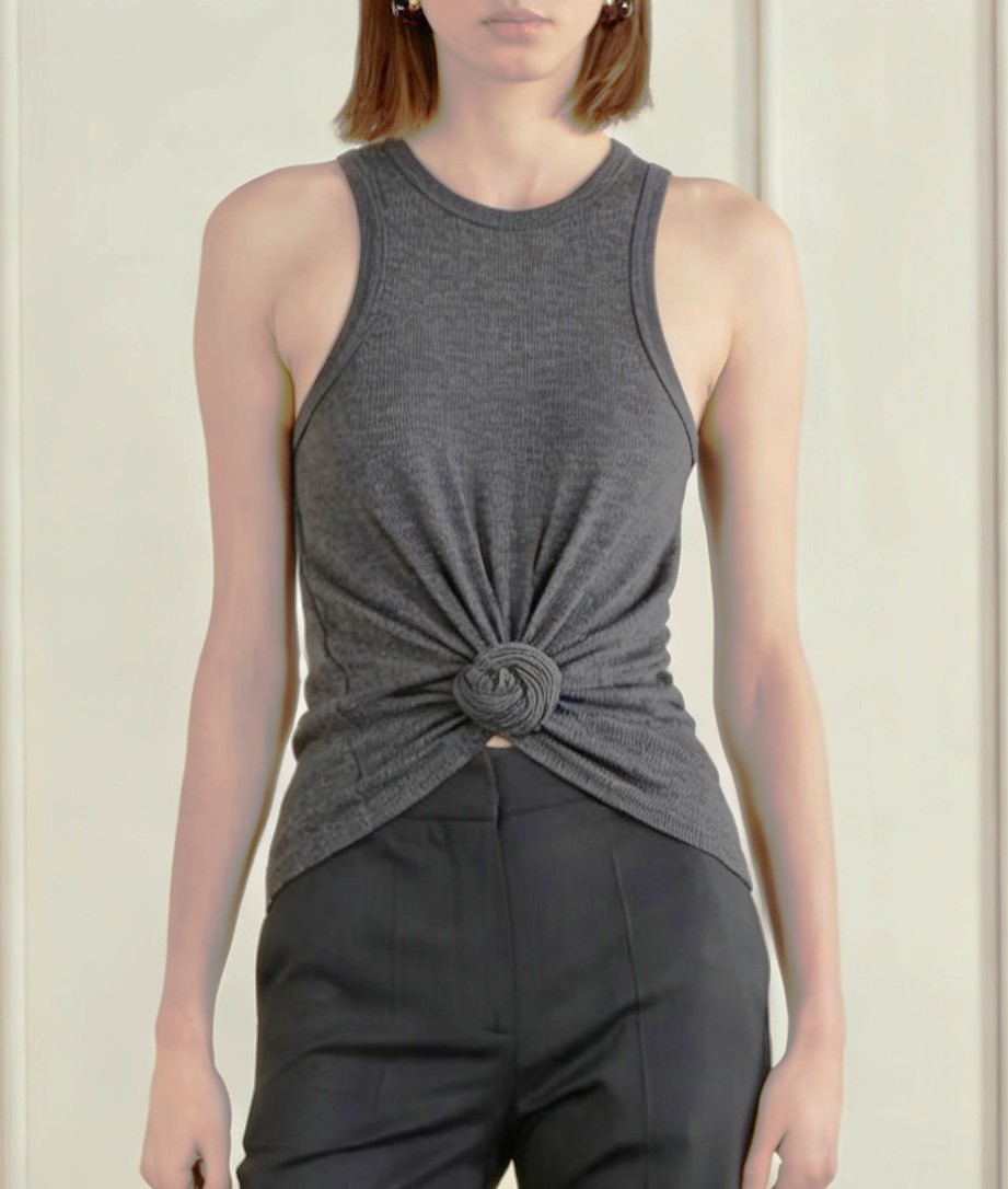 ♥️打结纽花螺纹背心！棉 SML