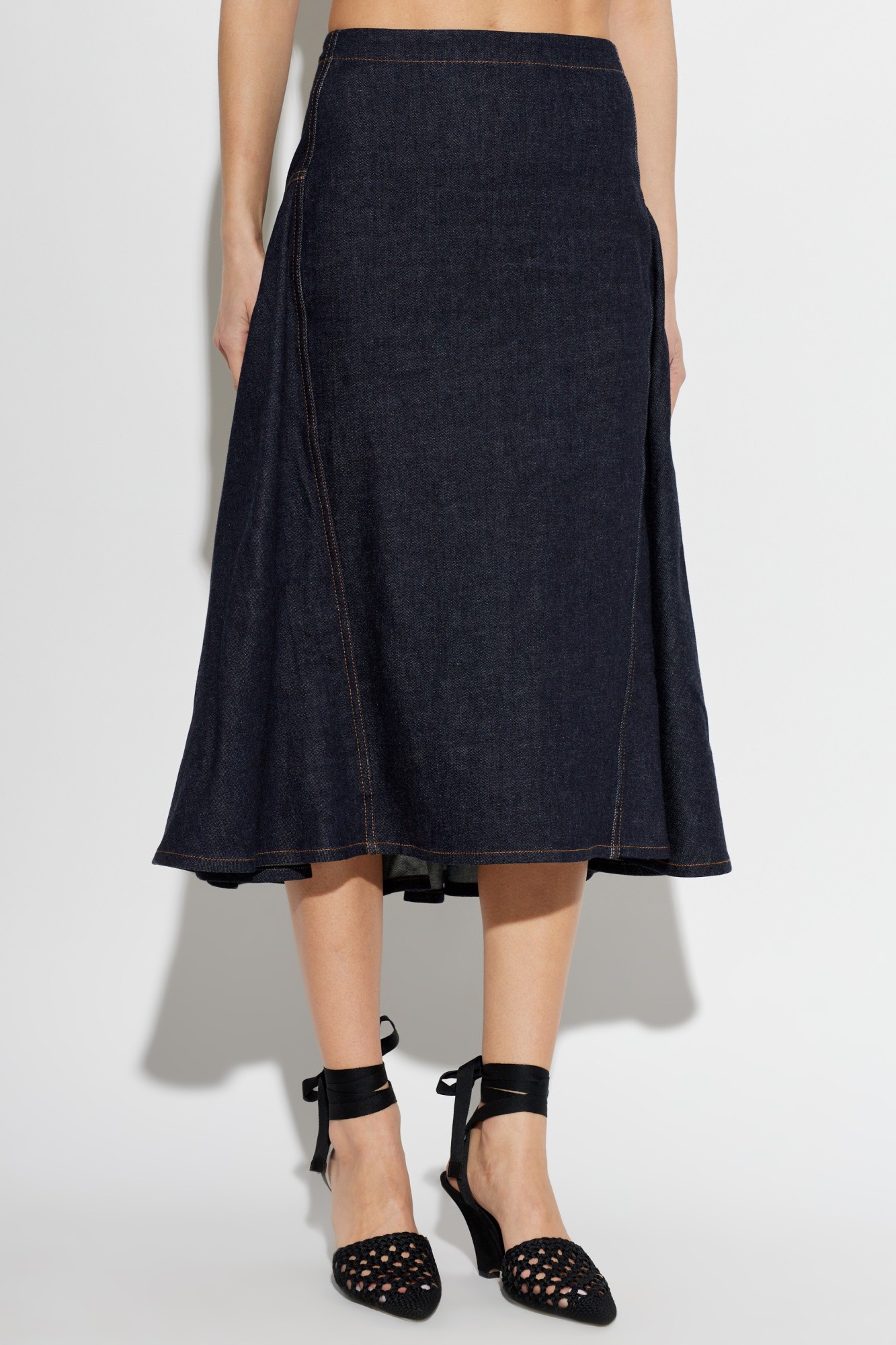 ❤️刺绣标志牛仔多褶半裙！棉 SML