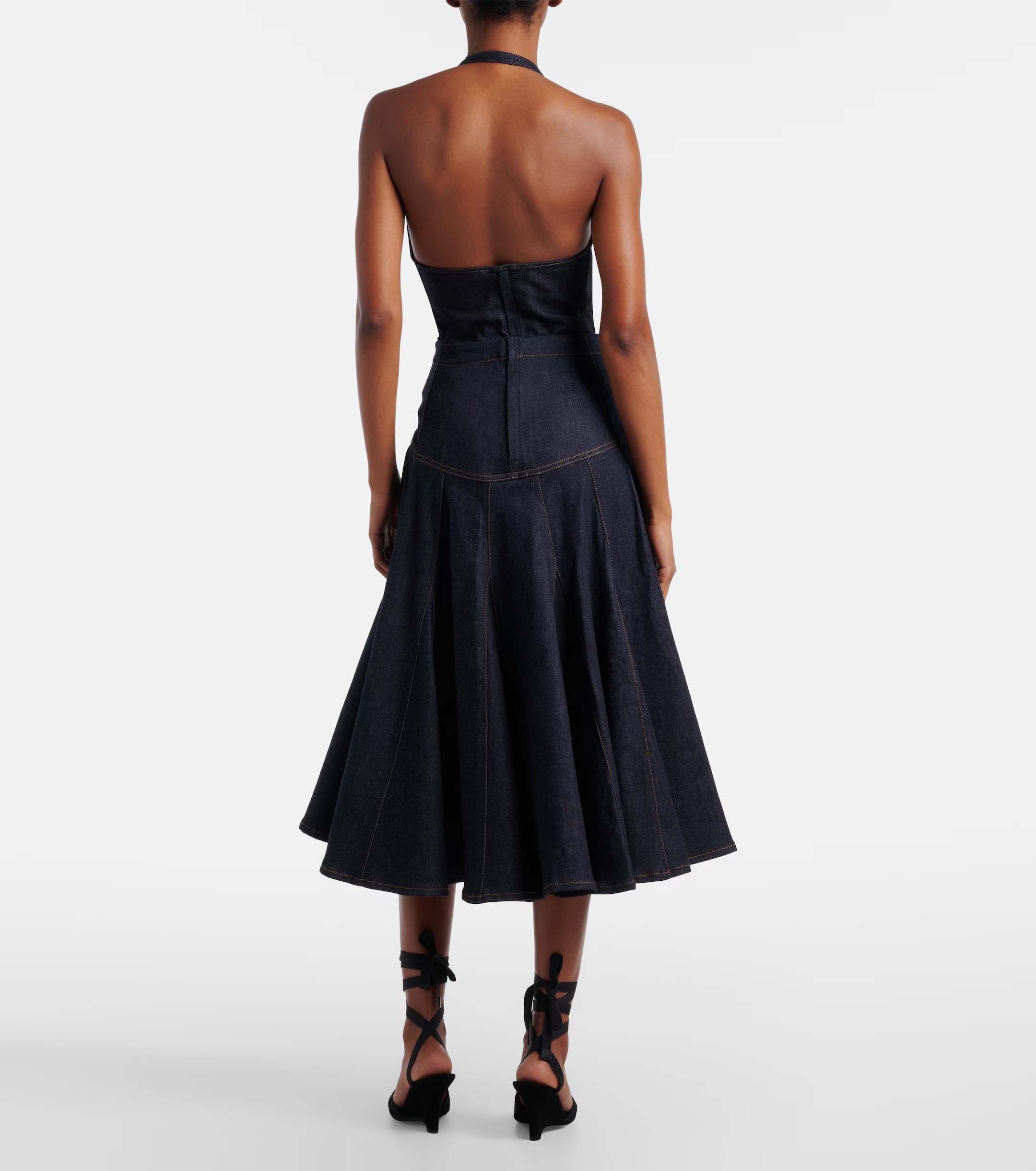 ❤️刺绣标志牛仔多褶半裙！棉 SML