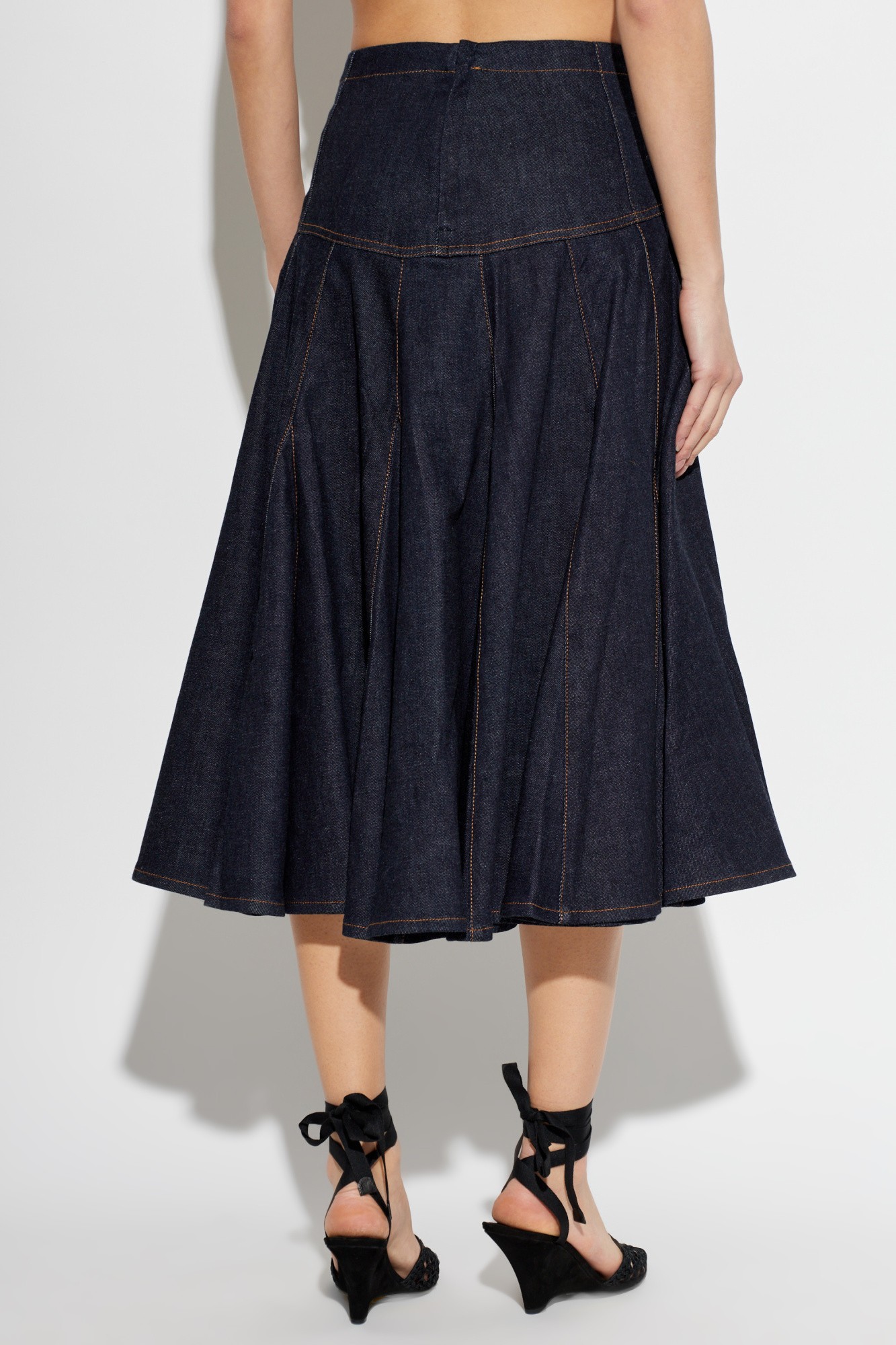 ❤️刺绣标志牛仔多褶半裙！棉 SML