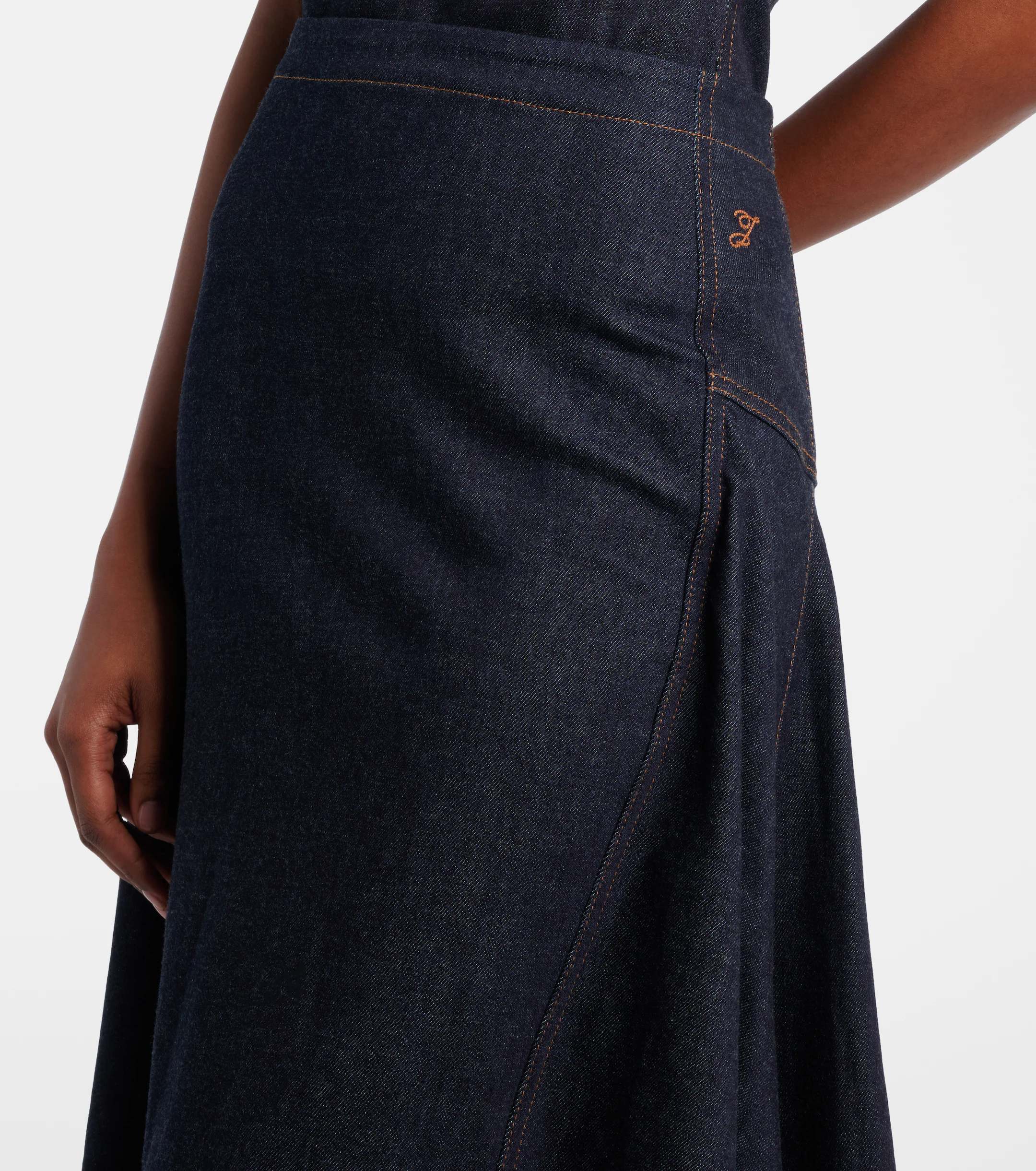 ❤️刺绣标志牛仔多褶半裙！棉 SML