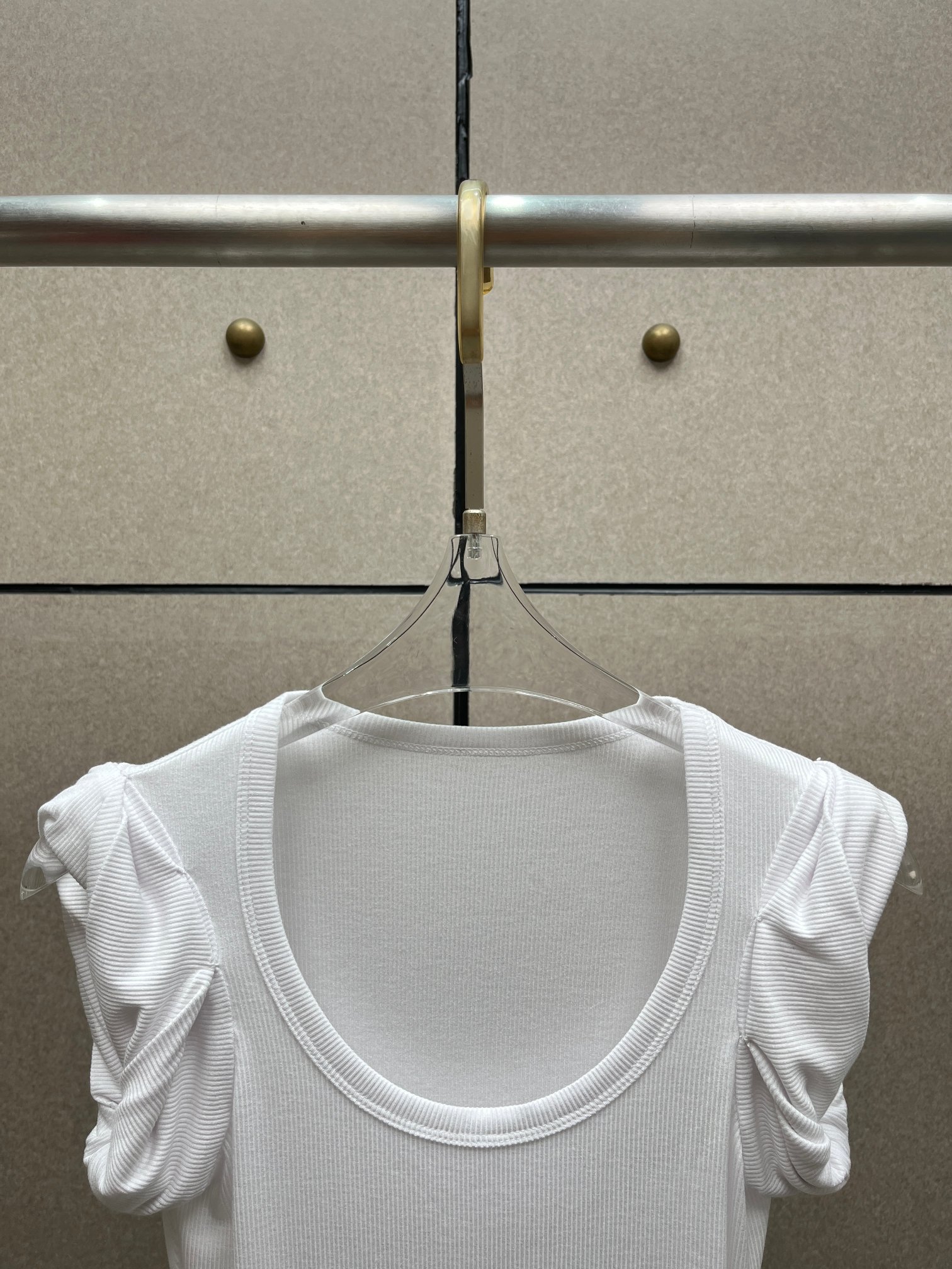 ❤️肩部打纽螺纹连体衣！薄黏胶针织面料 两色 SML