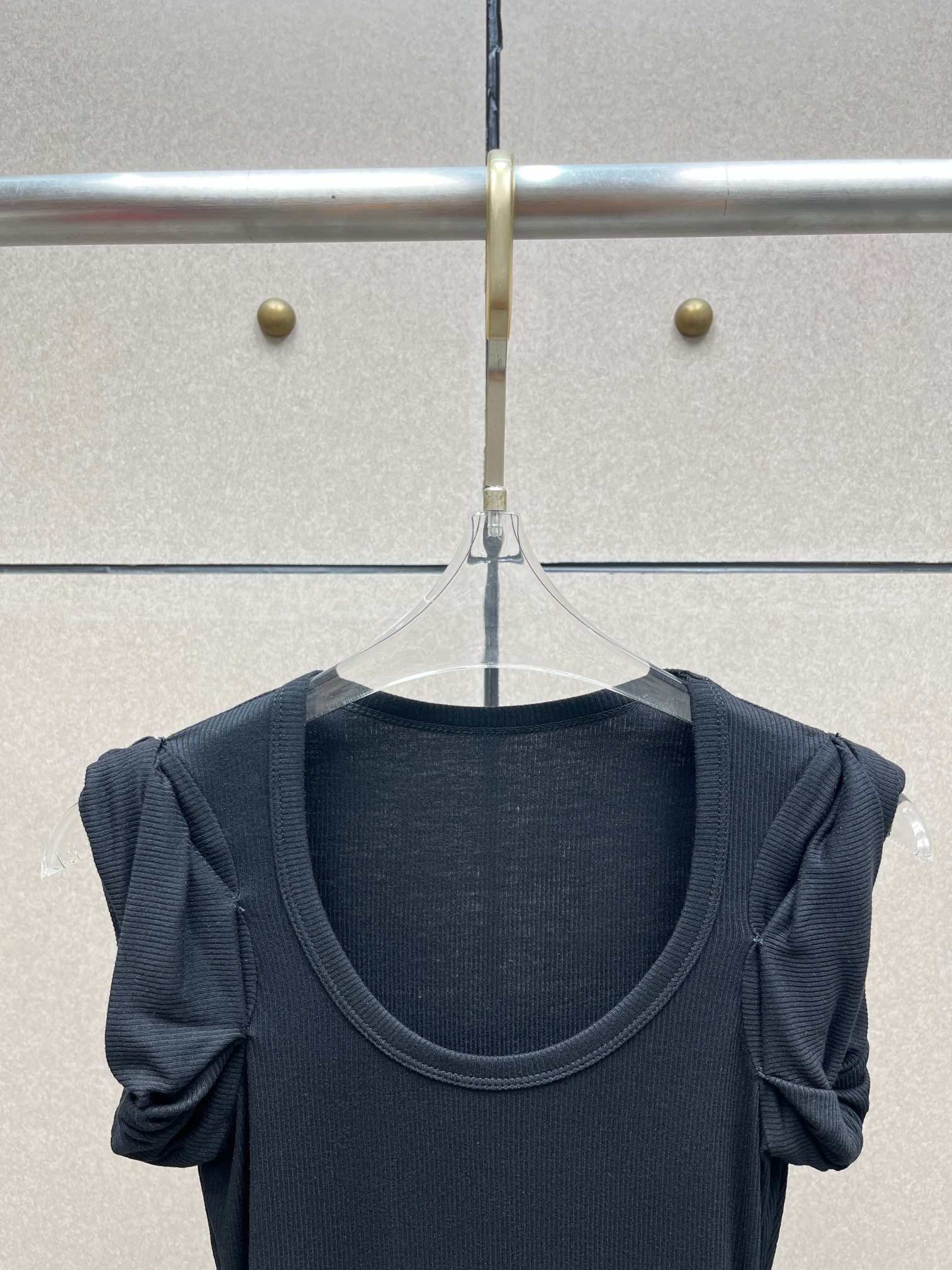 ❤️肩部打纽螺纹连体衣！薄黏胶针织面料 两色 SML