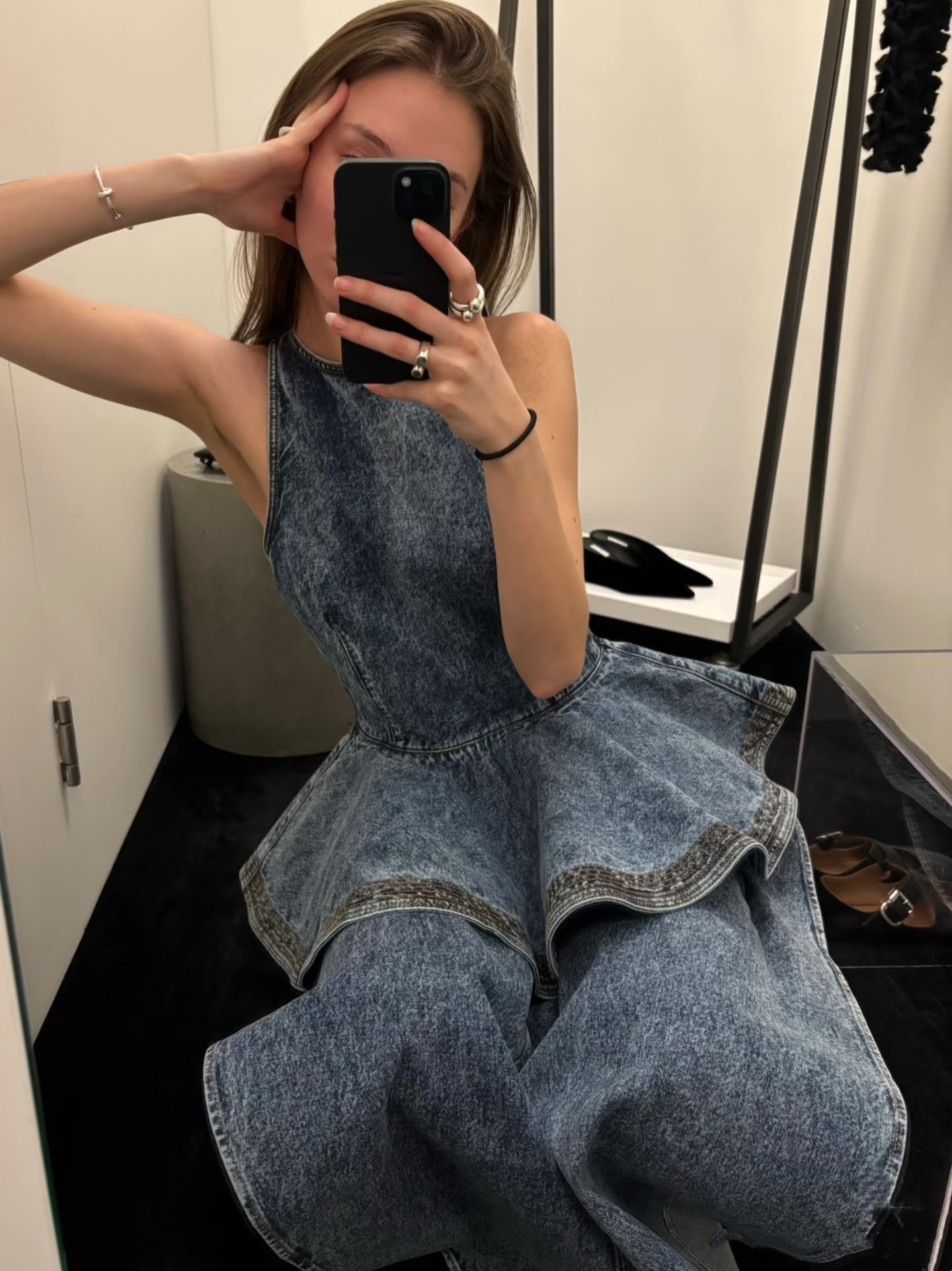 ❤️雪花洗水牛仔裤！棉 SML