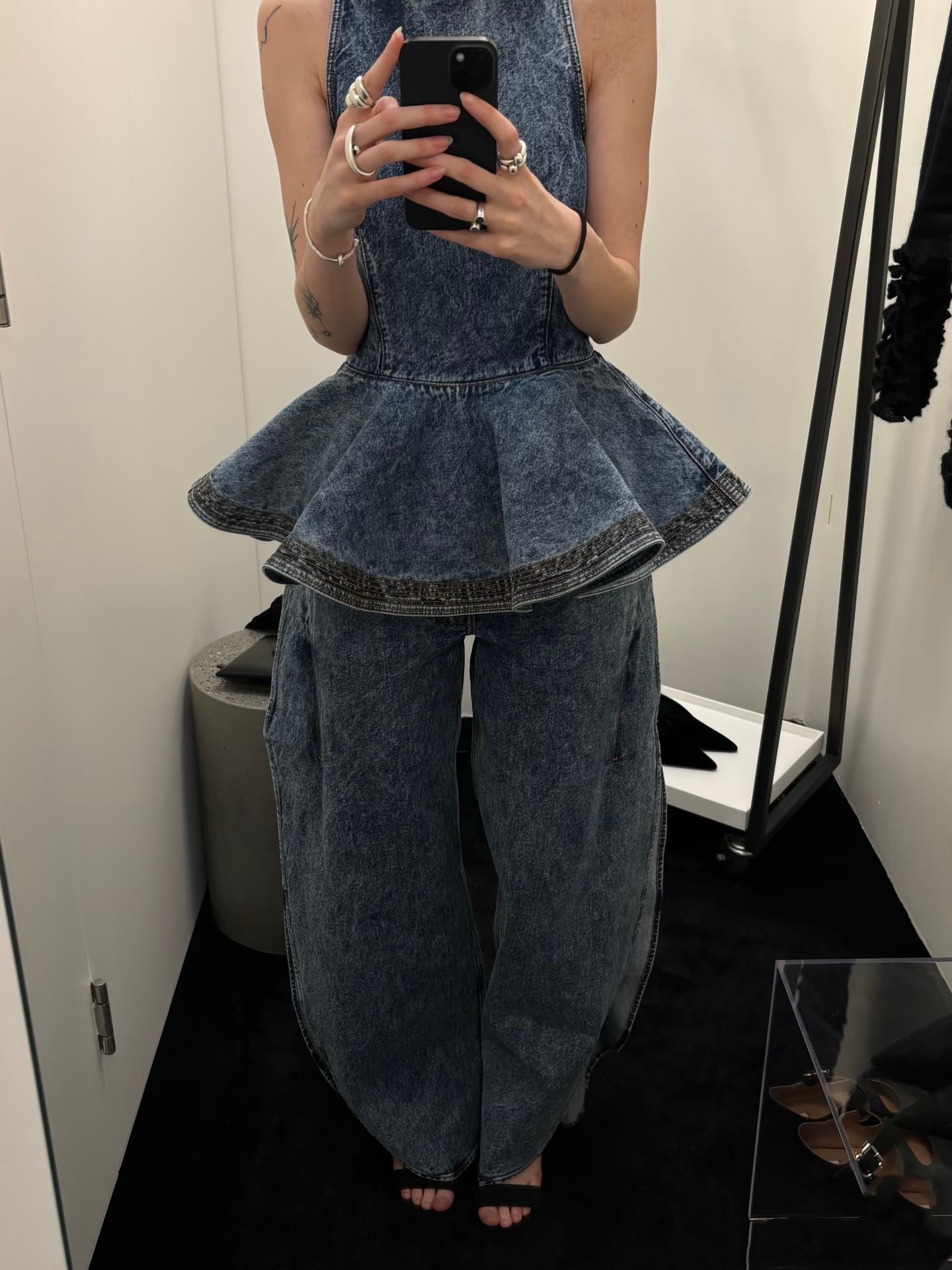 ❤️雪花洗水牛仔裤！棉 SML