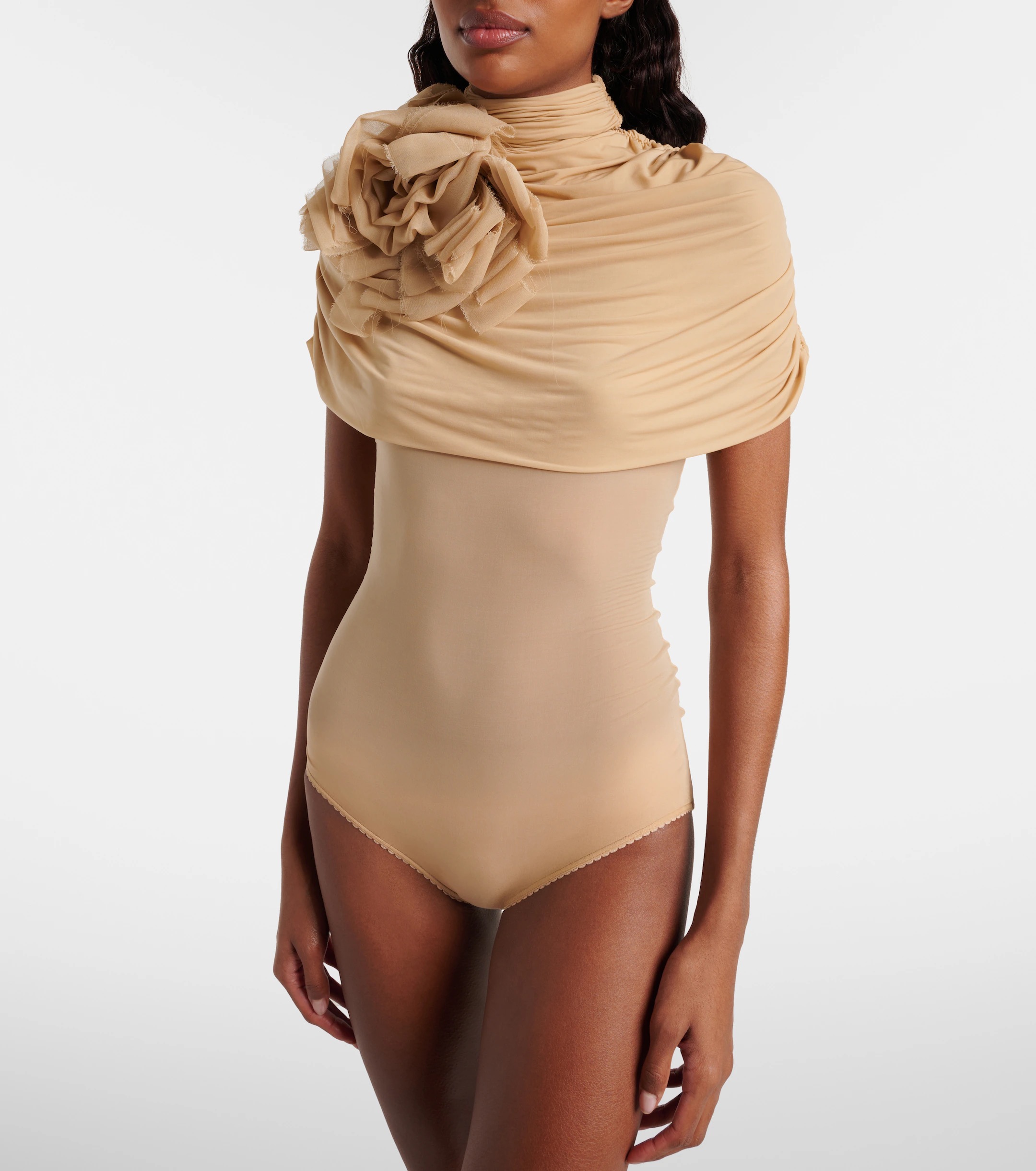 ❤️胸花褶皱披肩连体衣！两色 SML